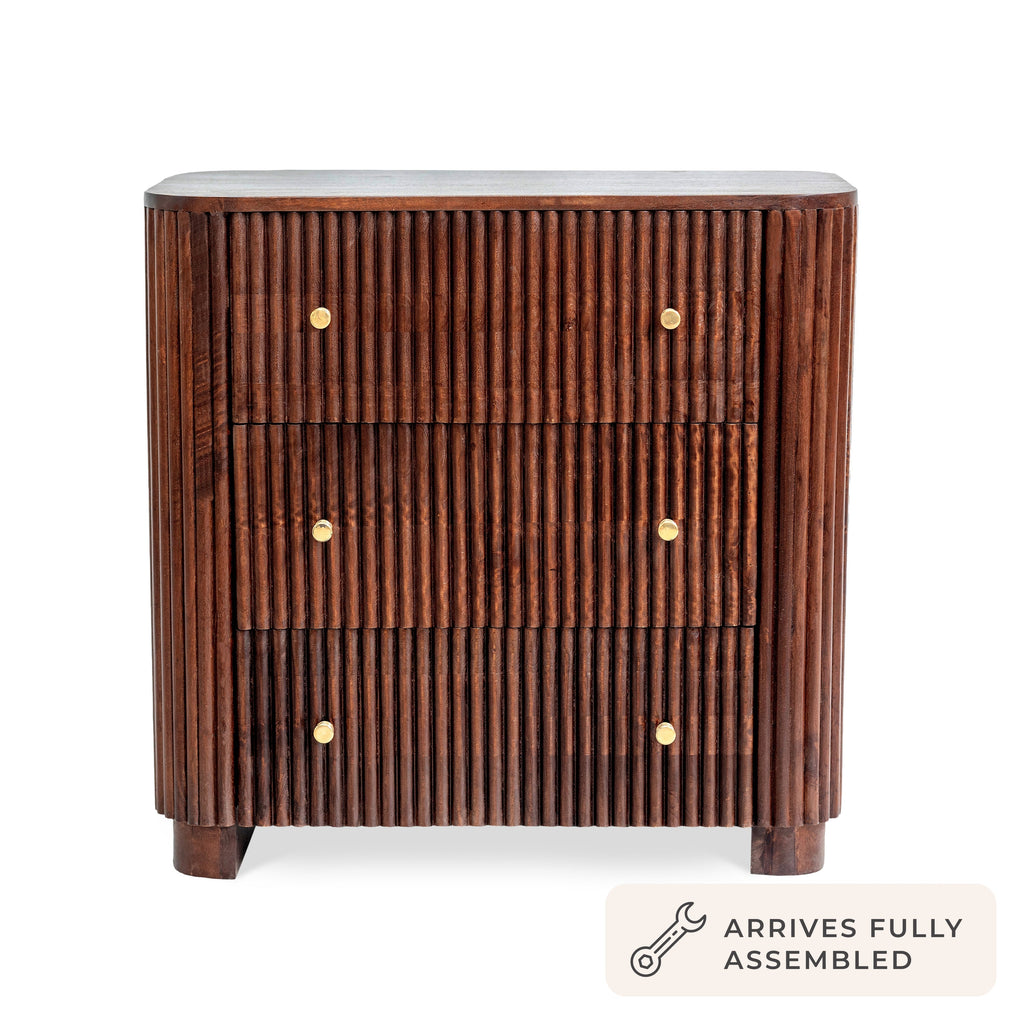 Finley Mango Wood 3 Drawer Chest - Walnut