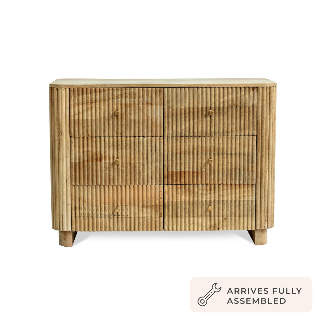 Finley Mango Wood 6 Drawer Chest - Natural