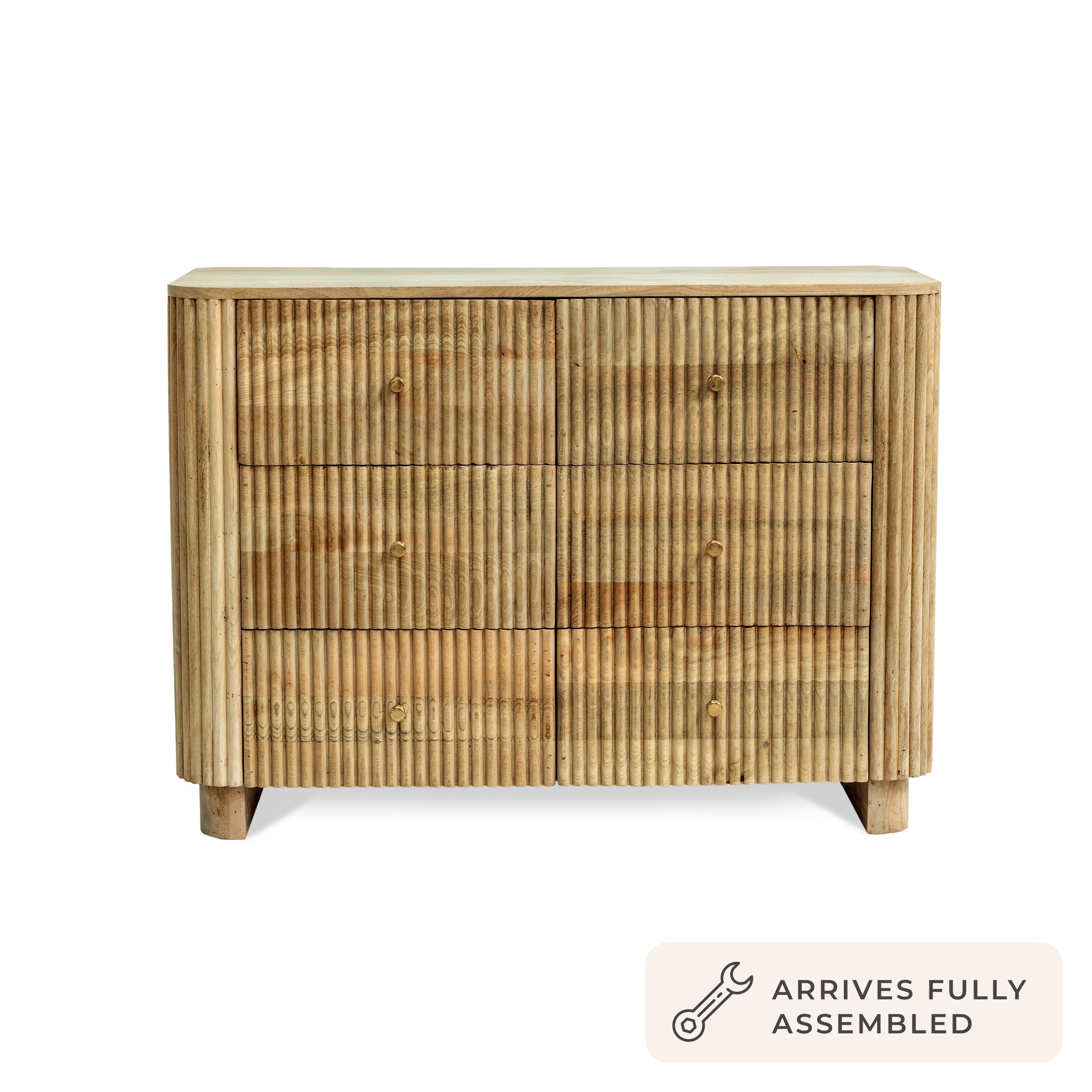 Finley Mango Wood 6 Drawer Chest - Natural