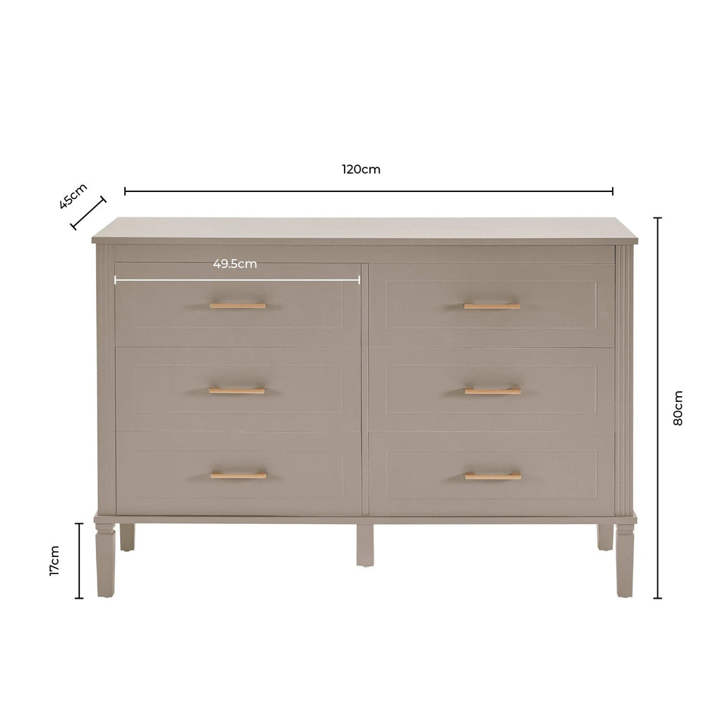 Sienna 6 Drawer Chest - Dusty Mauve