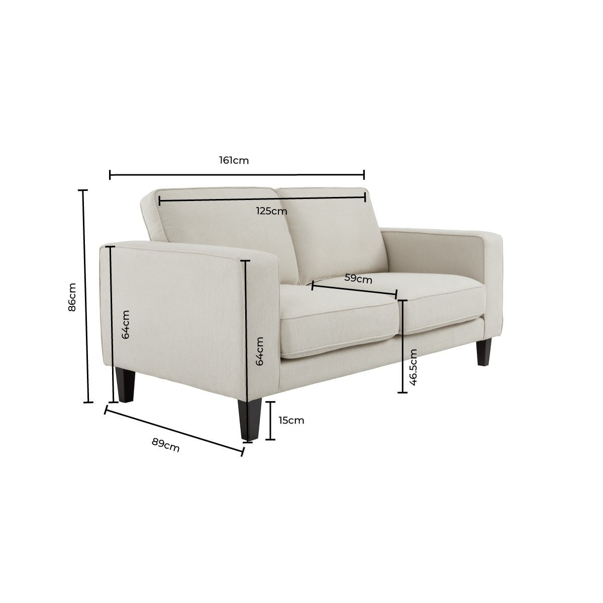 Soho Bouclé 2 Seater Sofa - Ivory