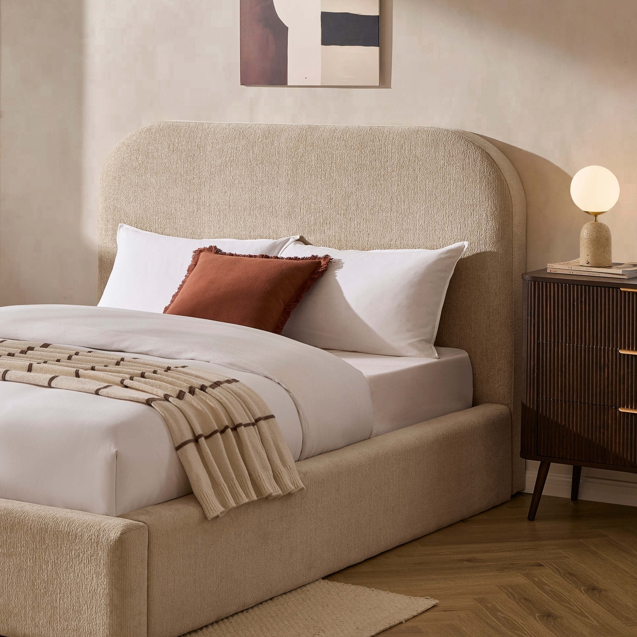 Aintree Ottoman Storage Bed - Textured Oatmeal