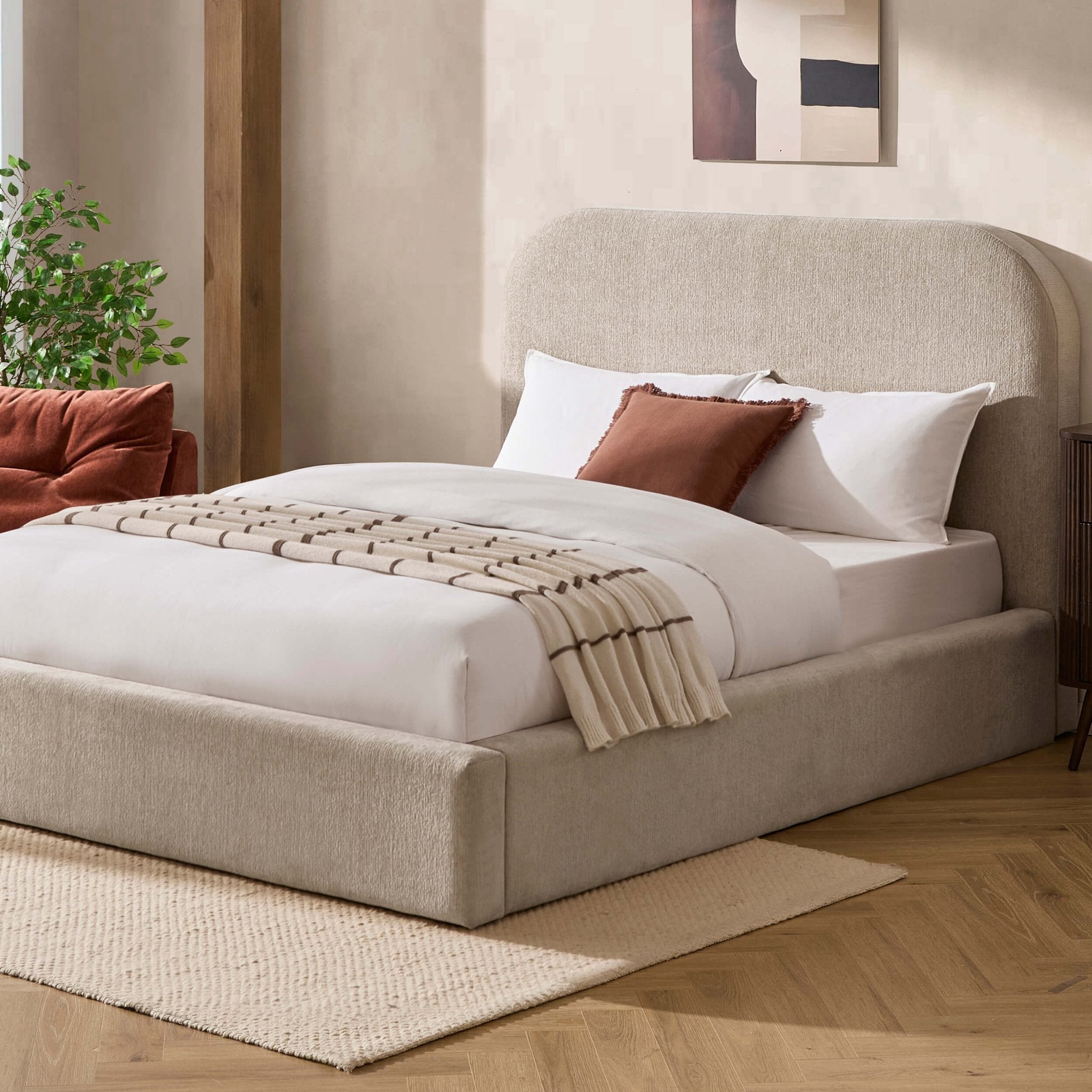 Aintree Ottoman Storage Bed - Textured Oatmeal