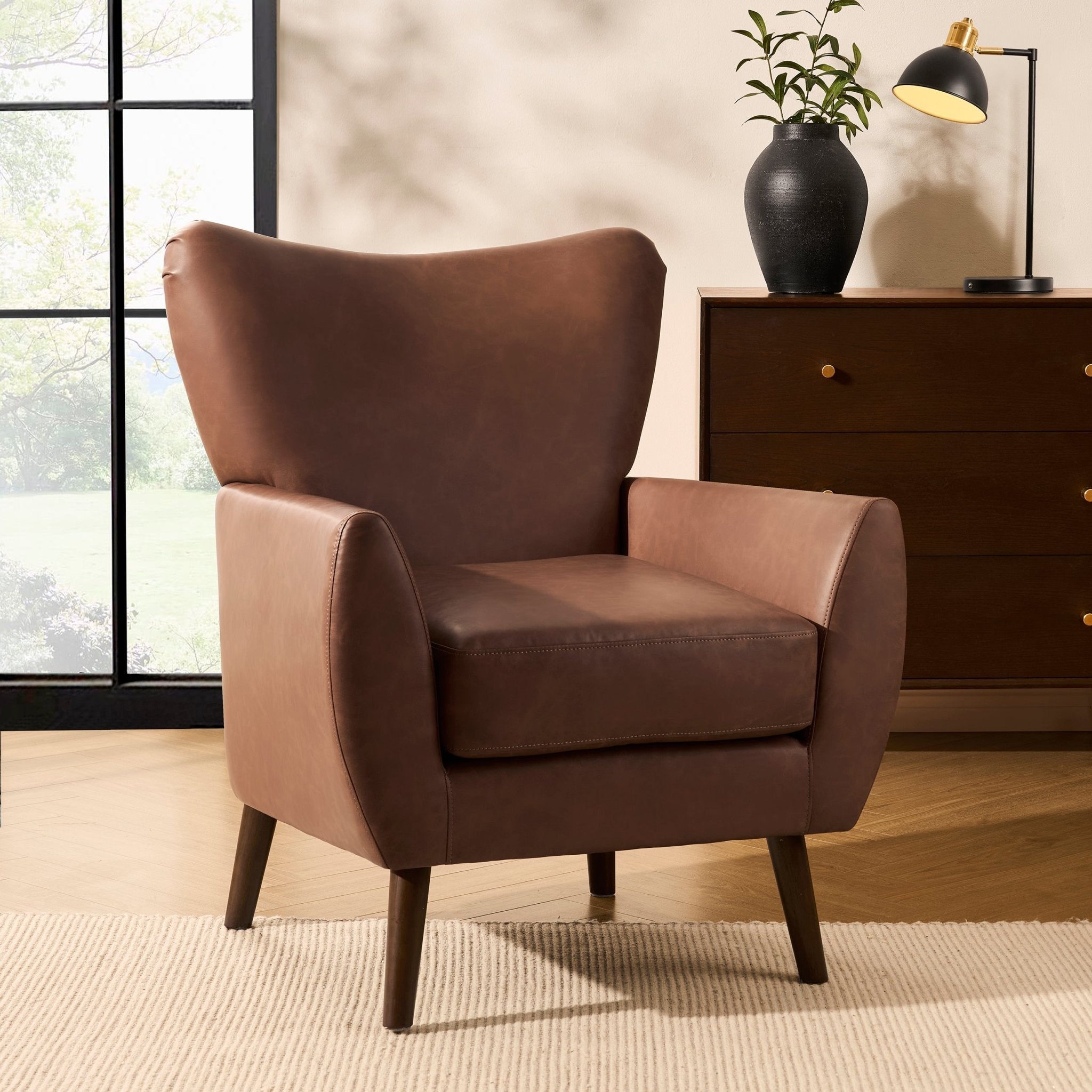 Alia Accent Chair - Faux Leather Tan