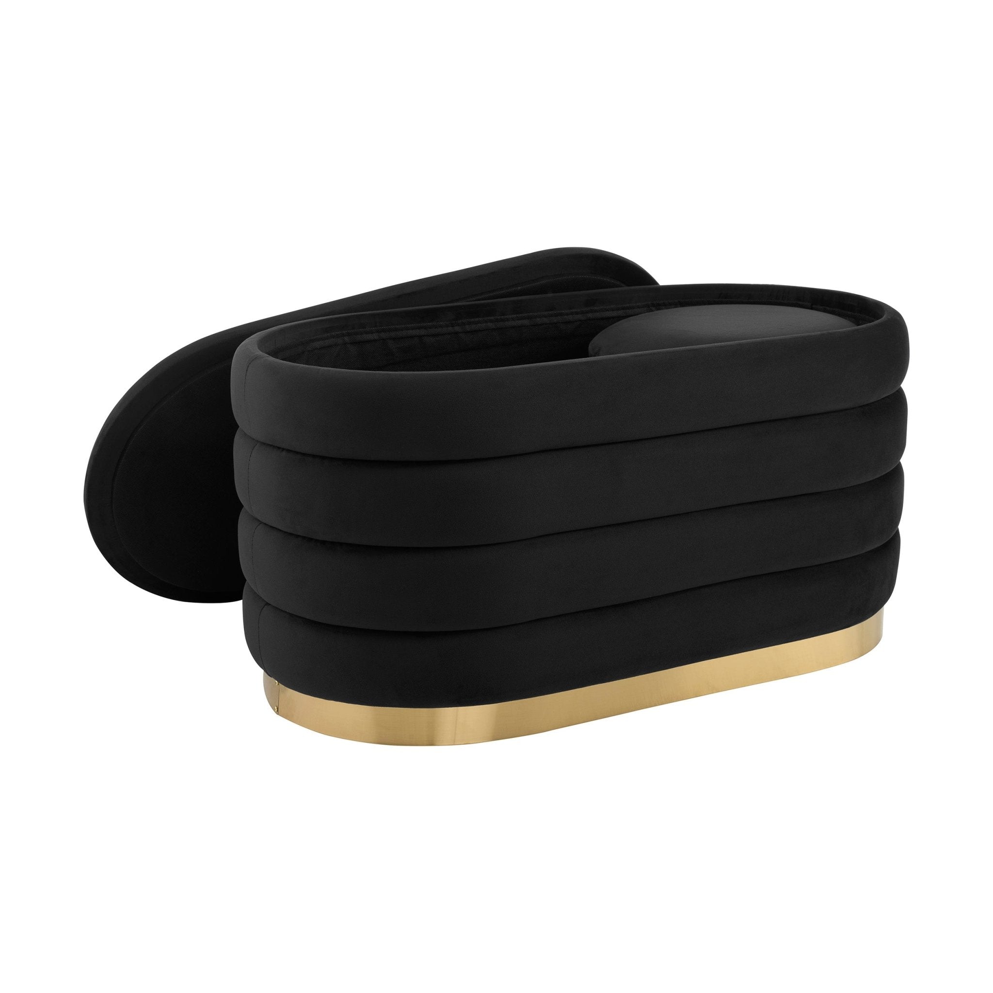 Almondbury Panelled Ottoman and Stool Set - Ink