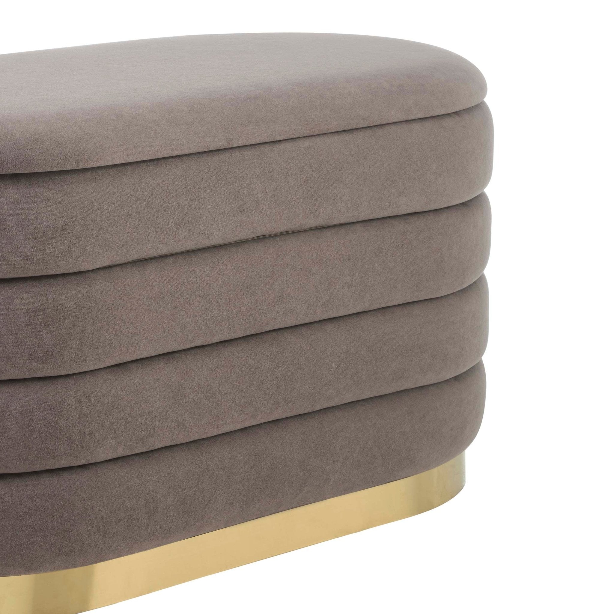 Almondbury Panelled Ottoman and Stool Set - Taupe