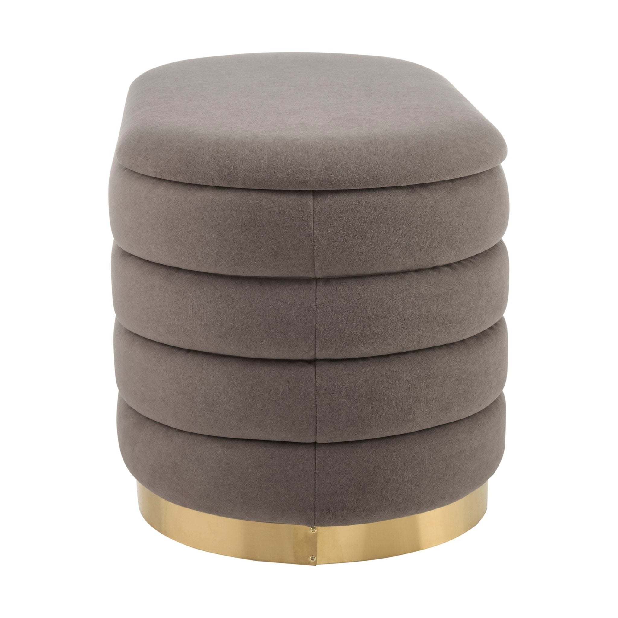 Almondbury Panelled Ottoman and Stool Set - Taupe