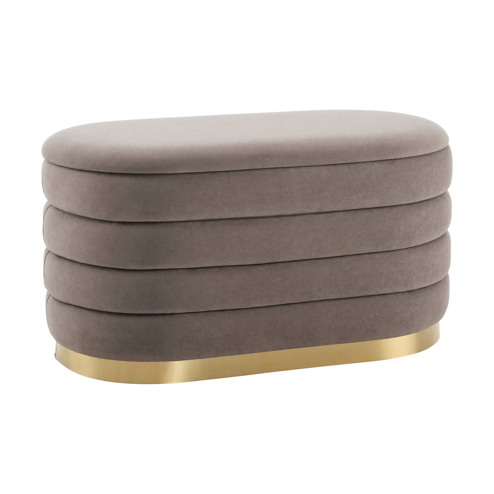Almondbury Panelled Ottoman and Stool Set - Taupe
