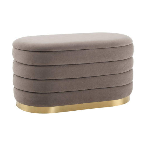 Almondbury Panelled Ottoman and Stool Set - Taupe