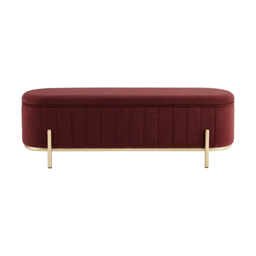 Altrincham Panelled Storage Ottoman - Rust