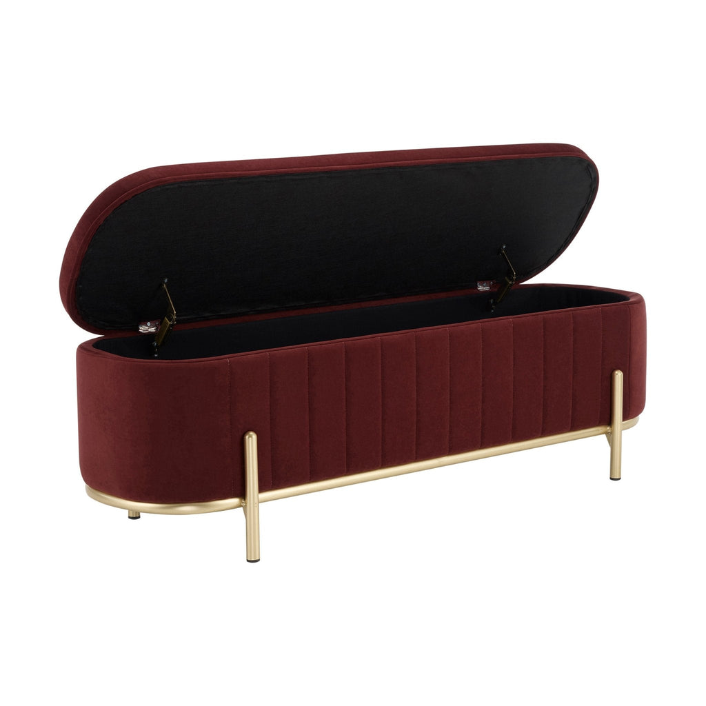 Altrincham Panelled Storage Ottoman - Rust