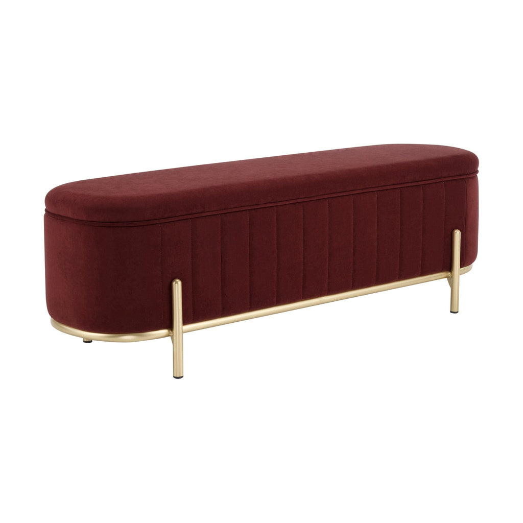 Altrincham Panelled Storage Ottoman - Rust