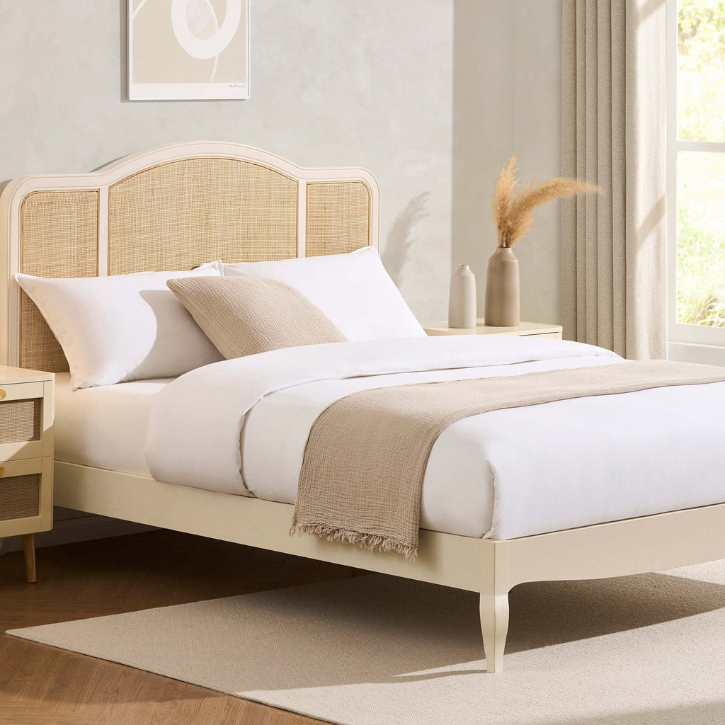 Annecy Rattan Bed Frame - Cream