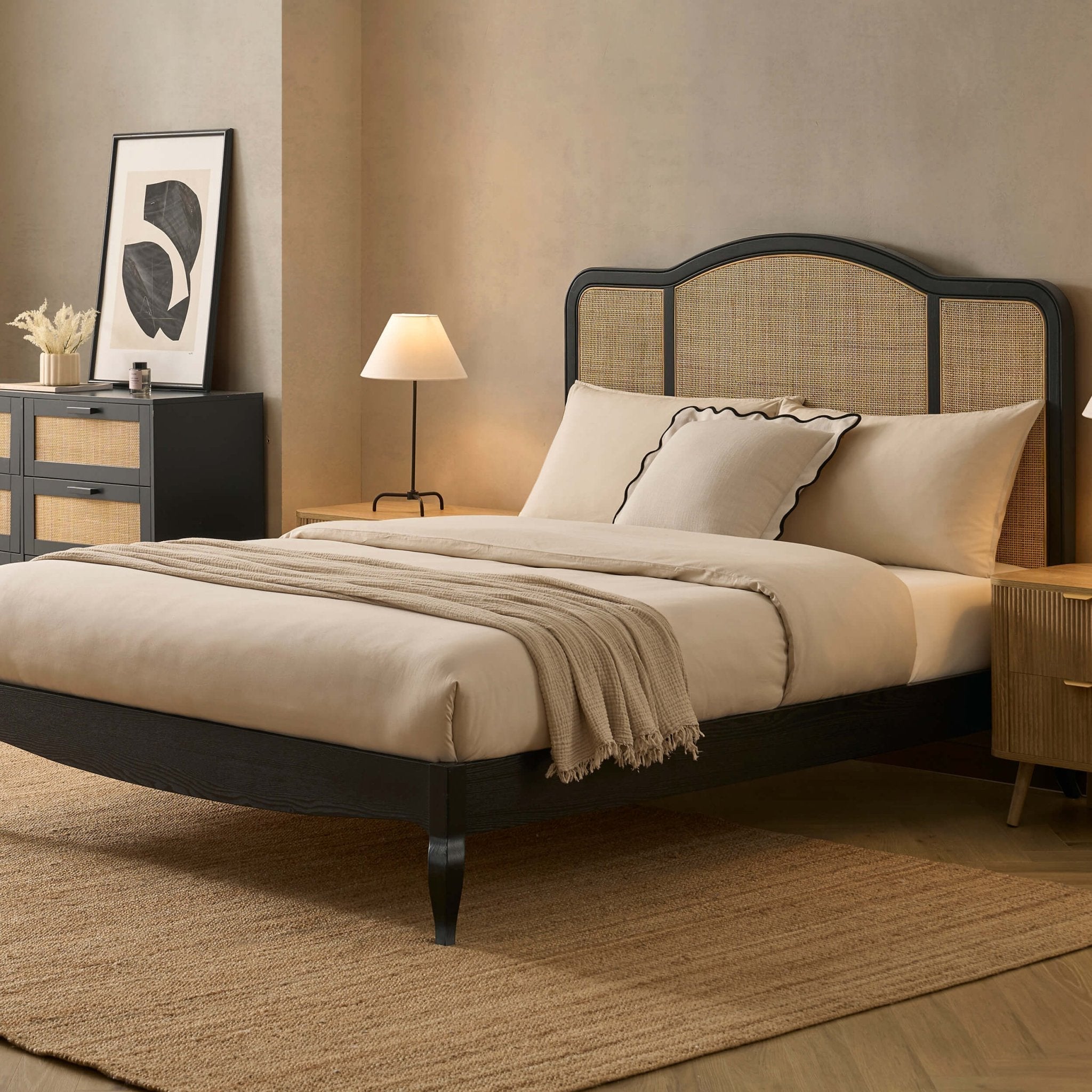 Annecy Rattan Bed Frame - Black