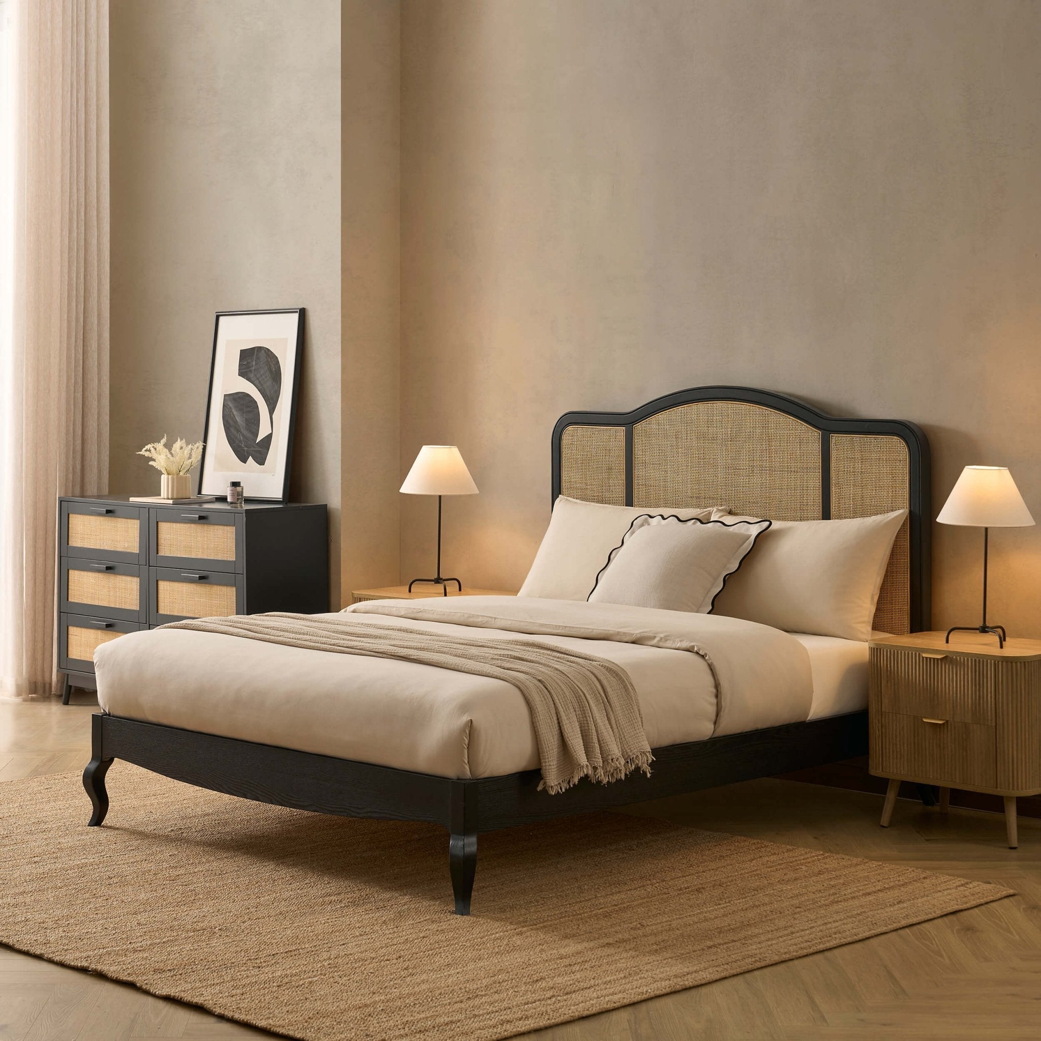 Annecy Rattan Bed Frame - Black