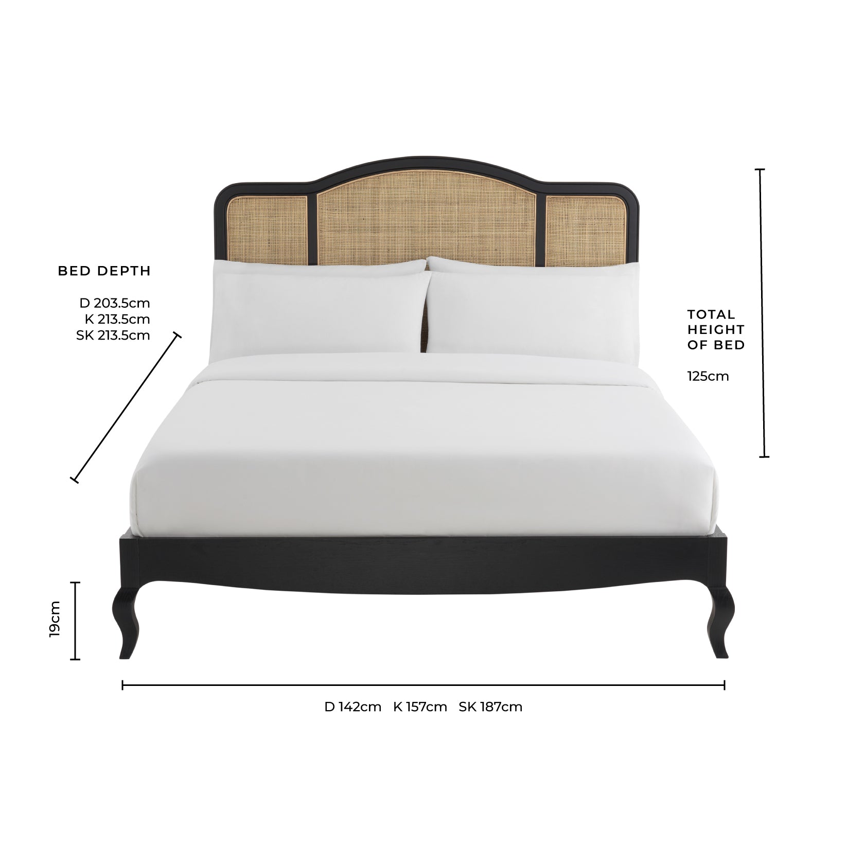 Annecy Rattan Bed Frame - Black
