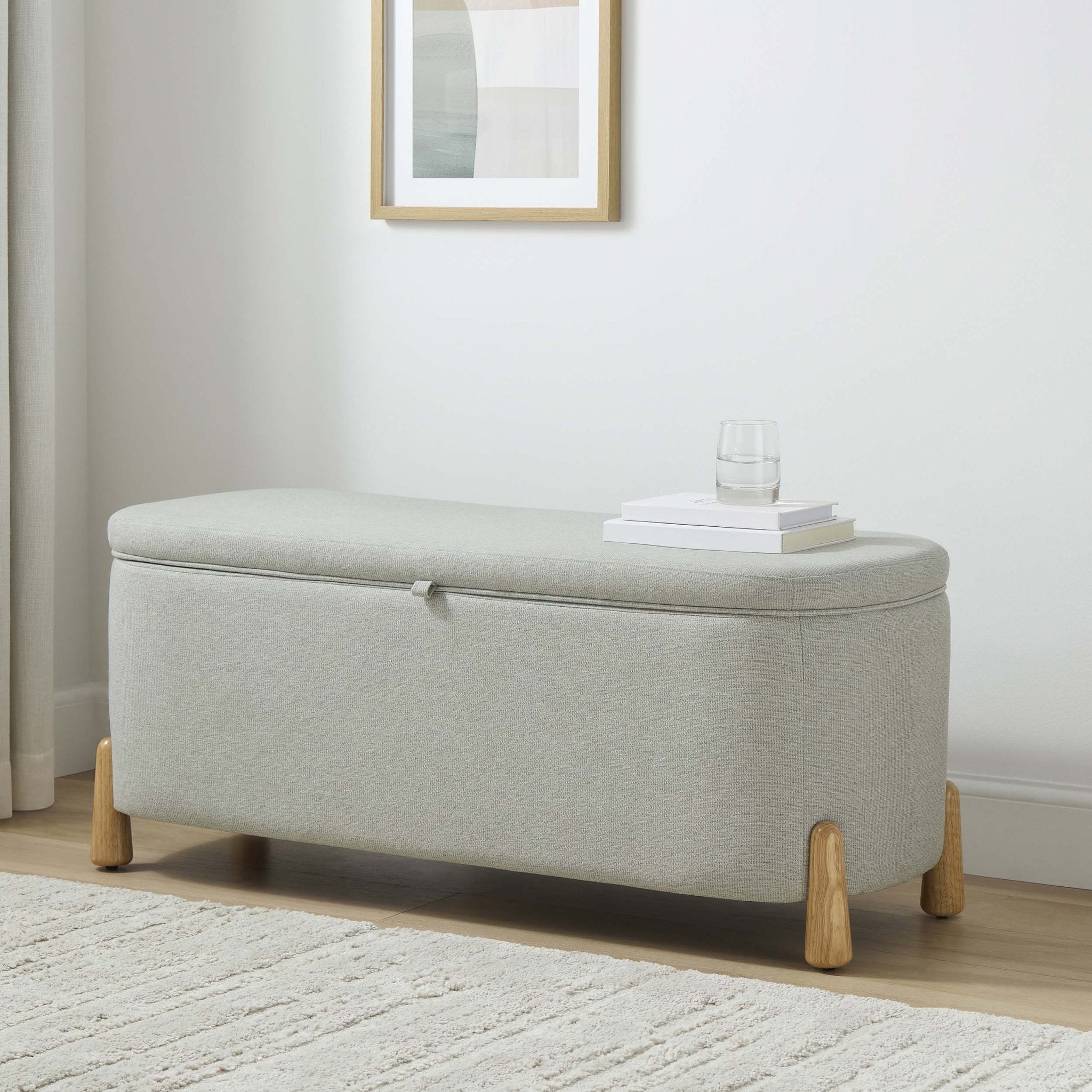 Appleton Curved Storage Bench - Blue Stripe