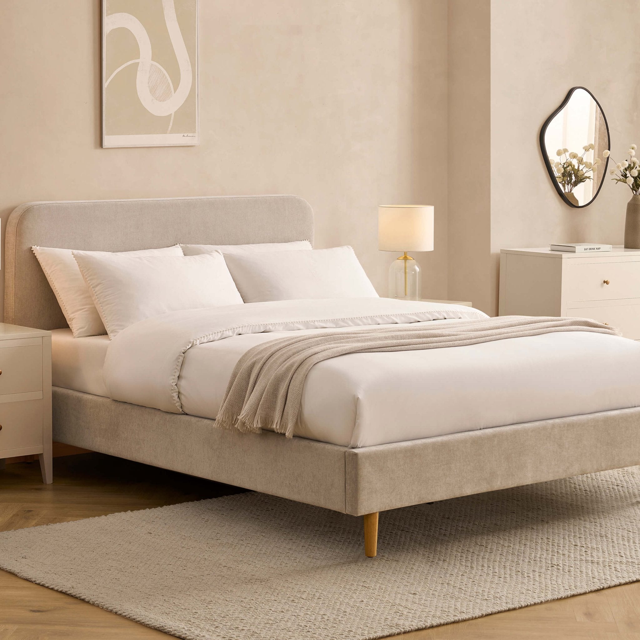 Ascot Bed Frame - Chenille Light Grey