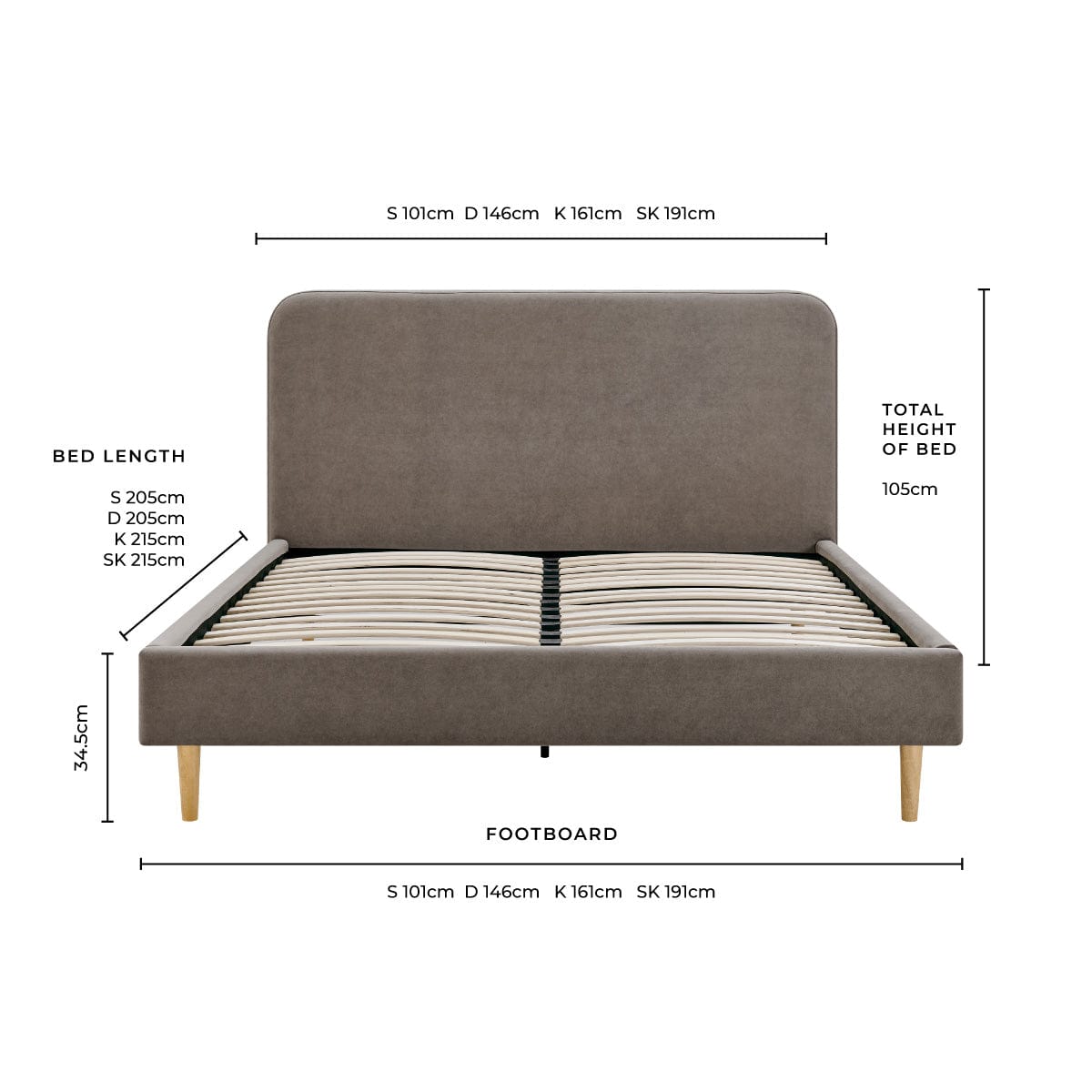Ascot Bed Frame - Taupe