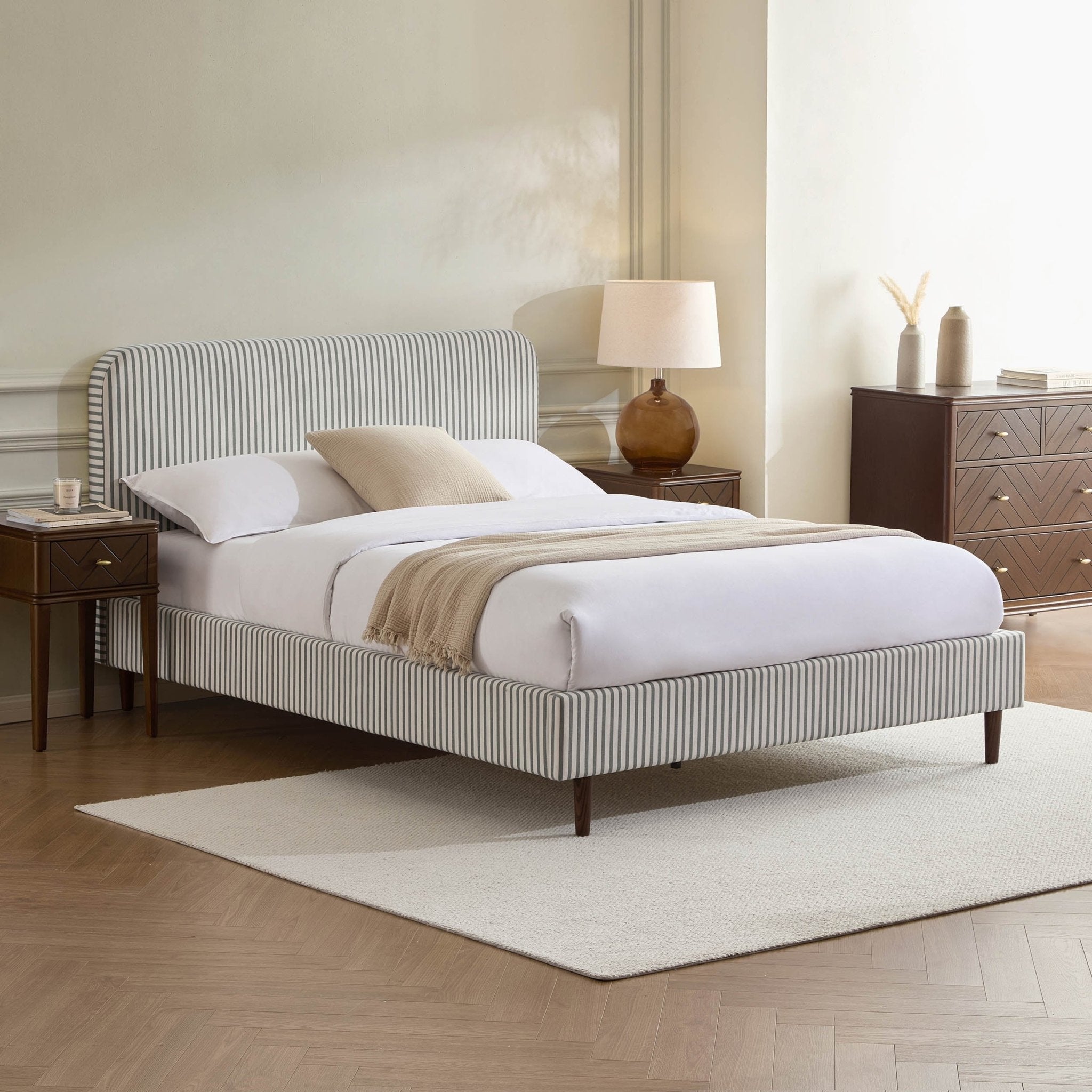 Ascot Bed Frame - Sage Stripe