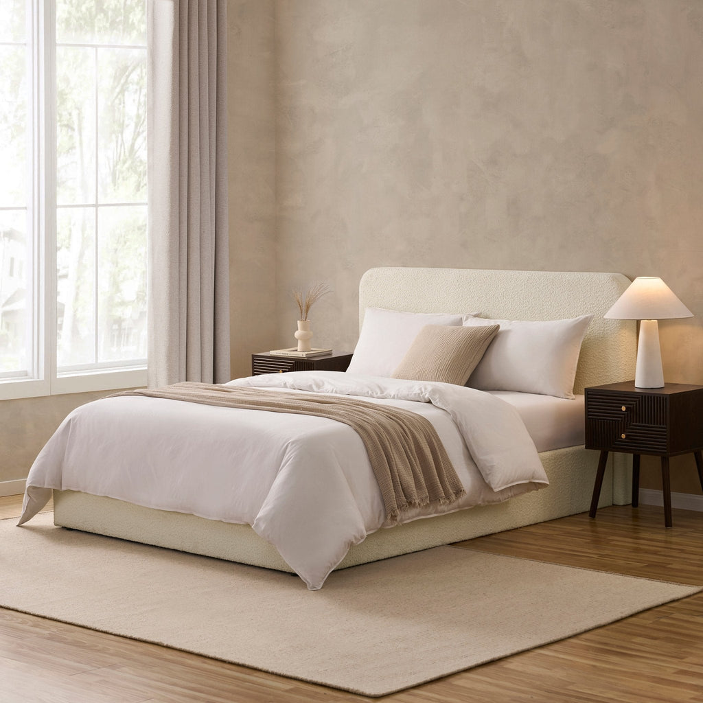 Ascot Bouclé Ottoman Storage Bed - Off White