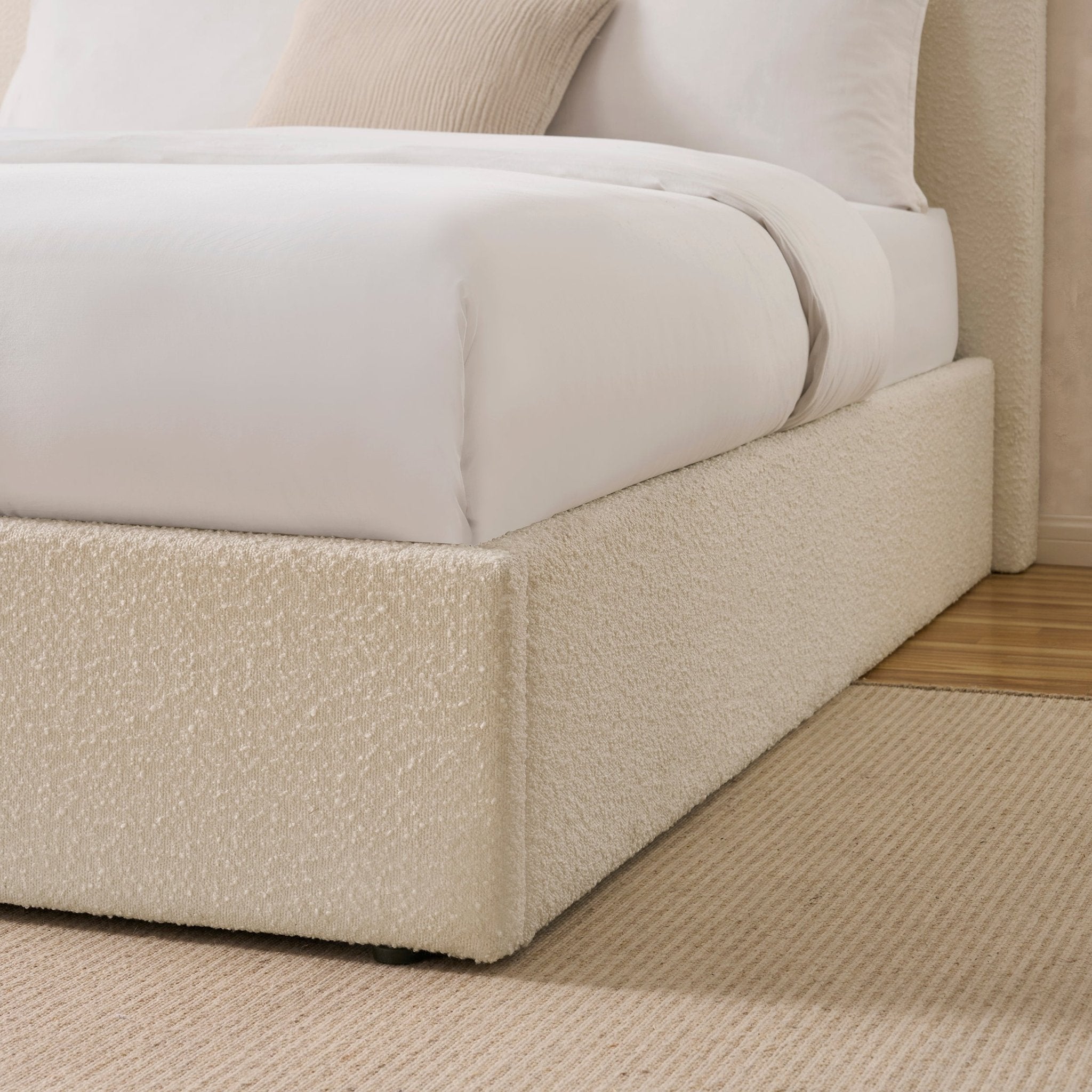 Ascot Bouclé Ottoman Storage Bed - Off White