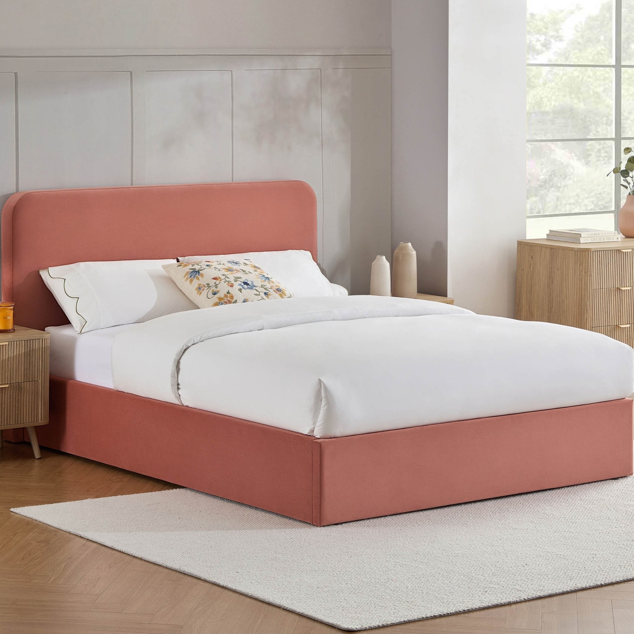 Ascot Ottoman Storage Bed - Apricot