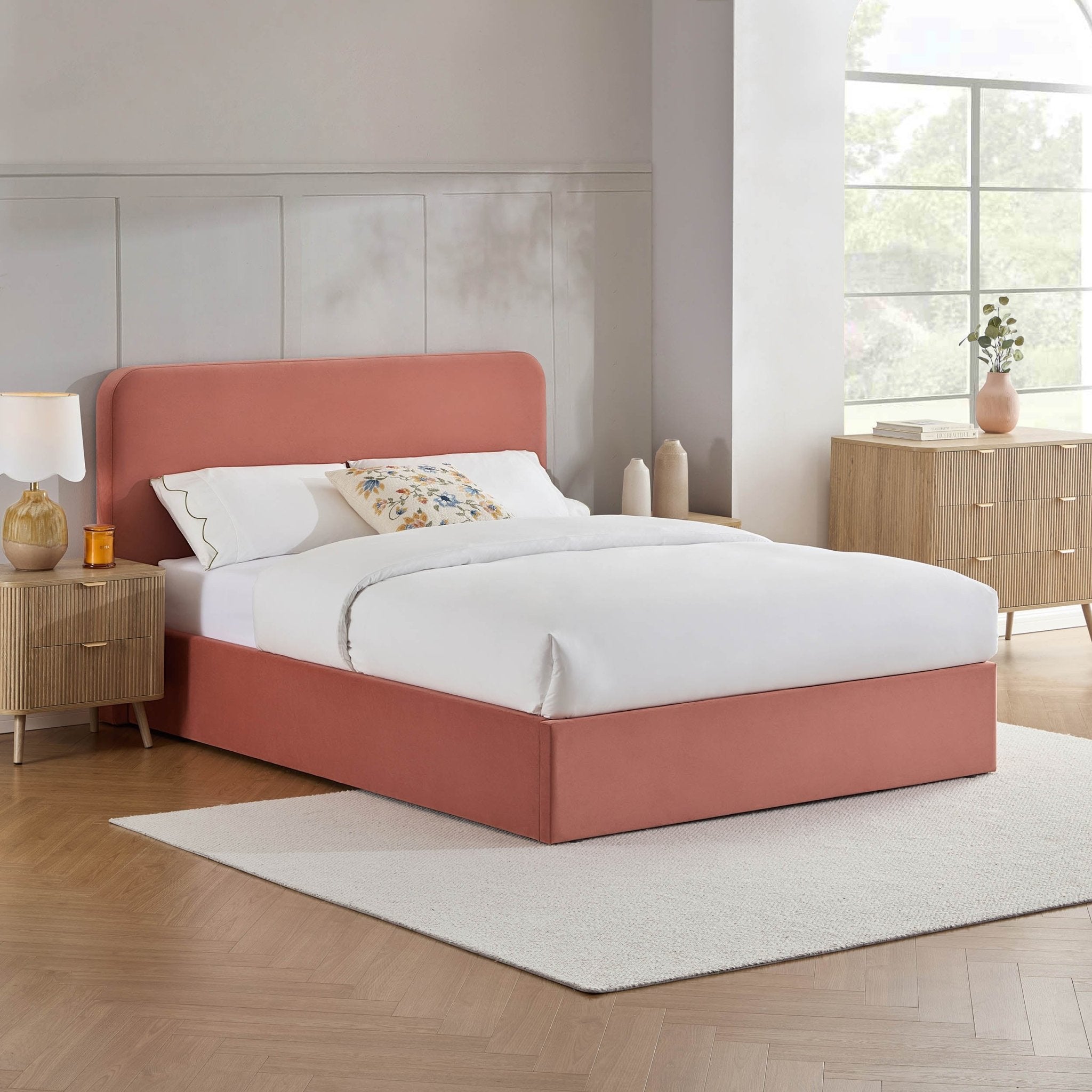 Ascot Ottoman Storage Bed - Apricot