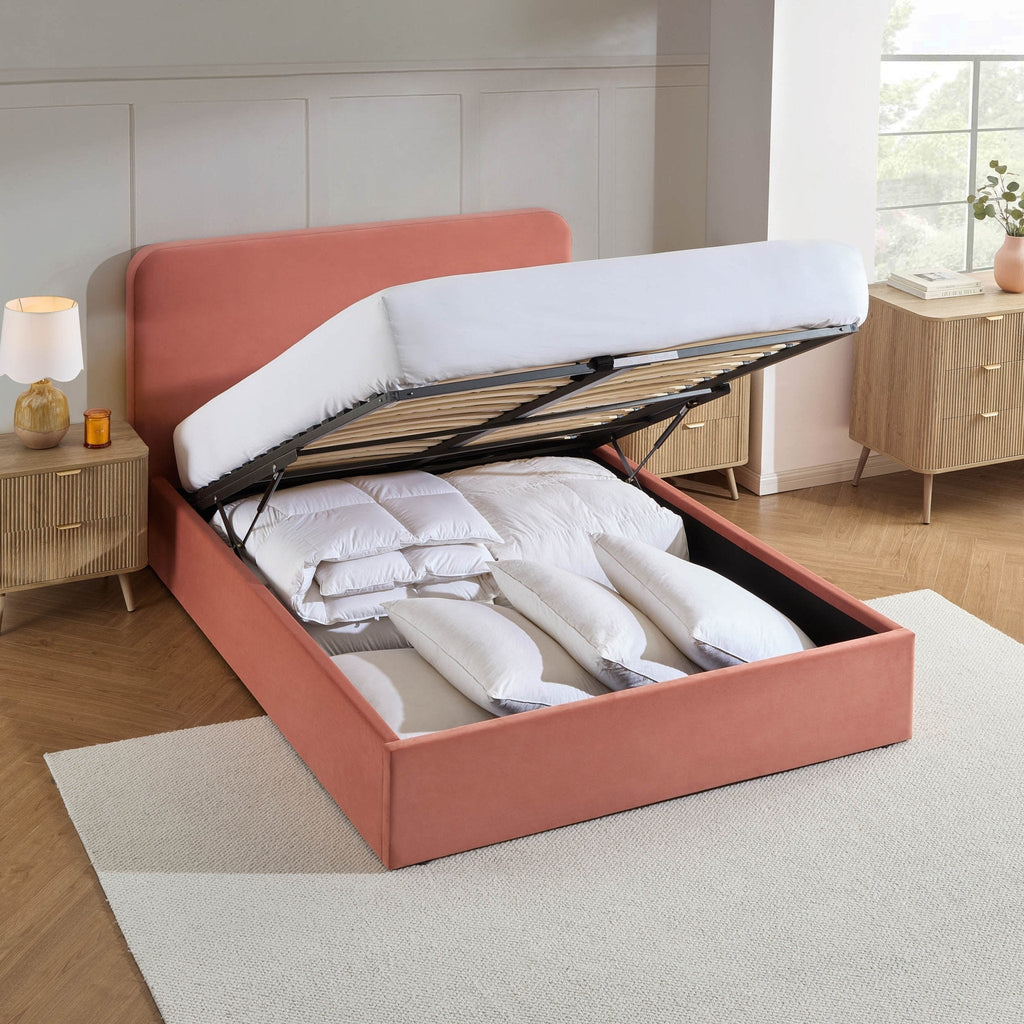 Ascot Ottoman Storage Bed - Apricot