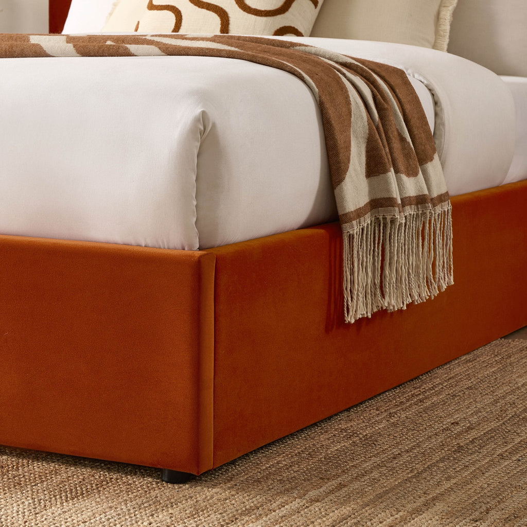 Ascot Ottoman Storage Bed - Bright Orange