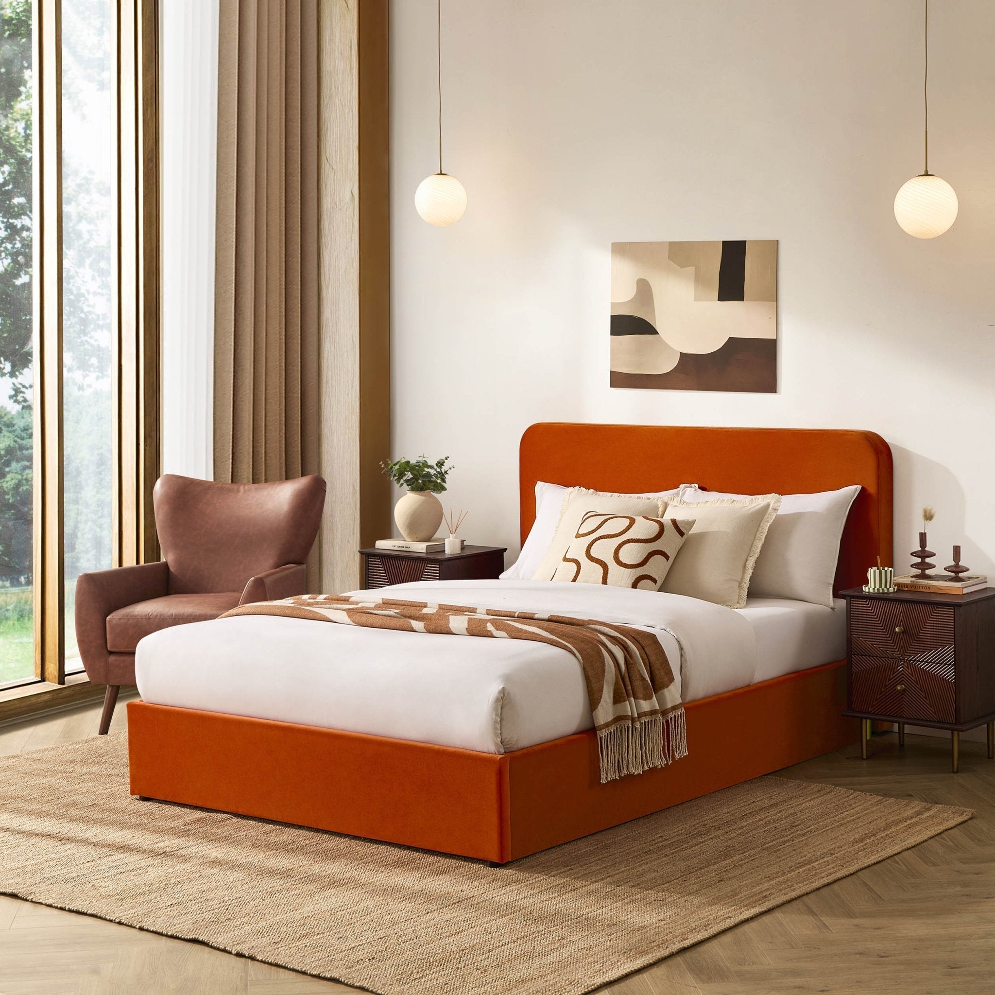 Ascot Ottoman Storage Bed - Bright Orange