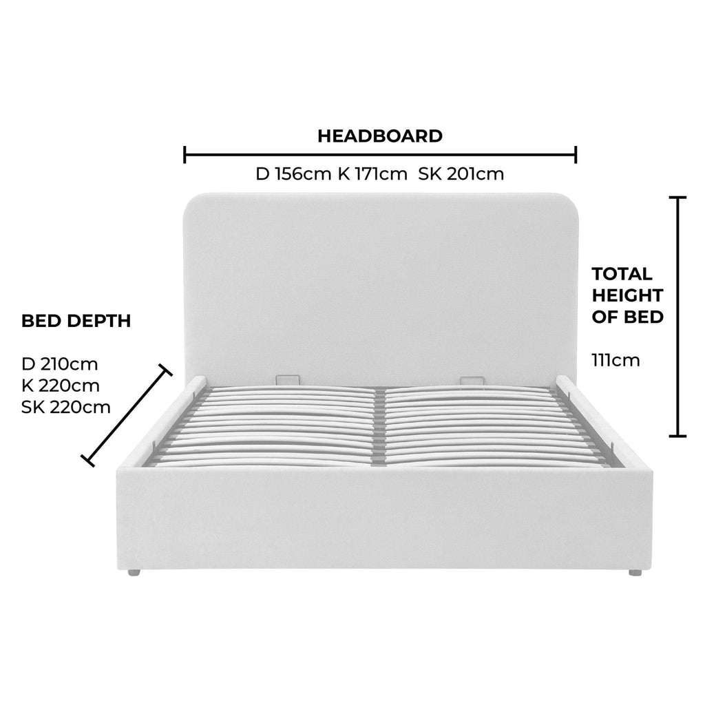 Ascot Ottoman Storage Bed - Chenille Light Grey