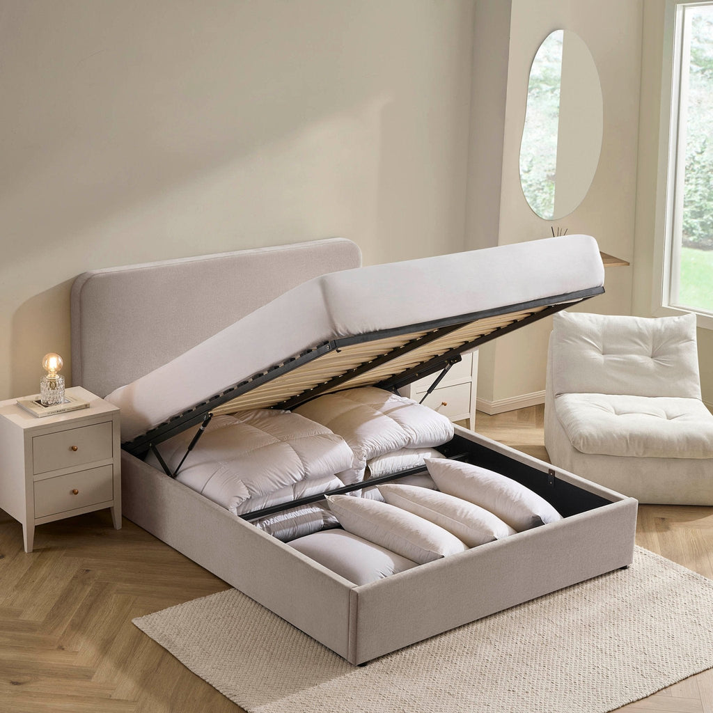 Ascot Ottoman Storage Bed - Chenille Light Grey