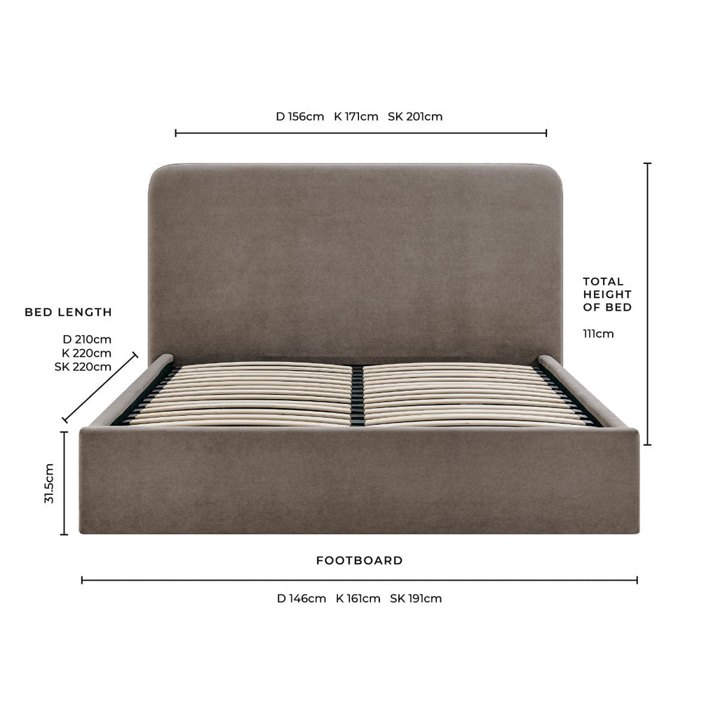 Ascot Ottoman Storage Bed - Taupe