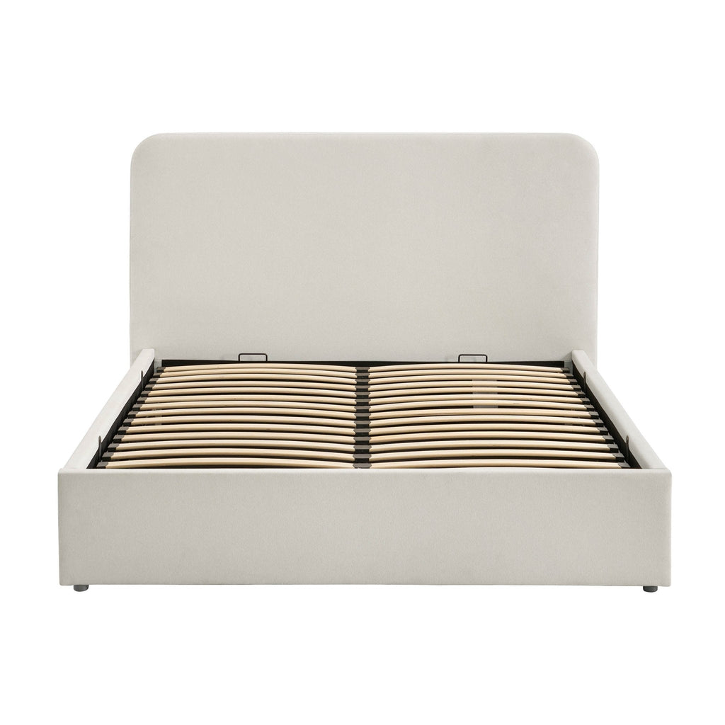 Ascot Ottoman Storage Bed - Cream Linen