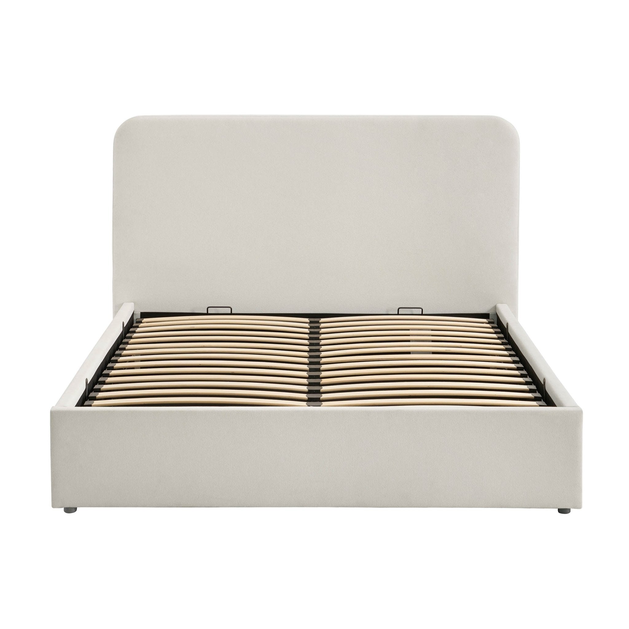 Ascot Ottoman Storage Bed - Cream Linen