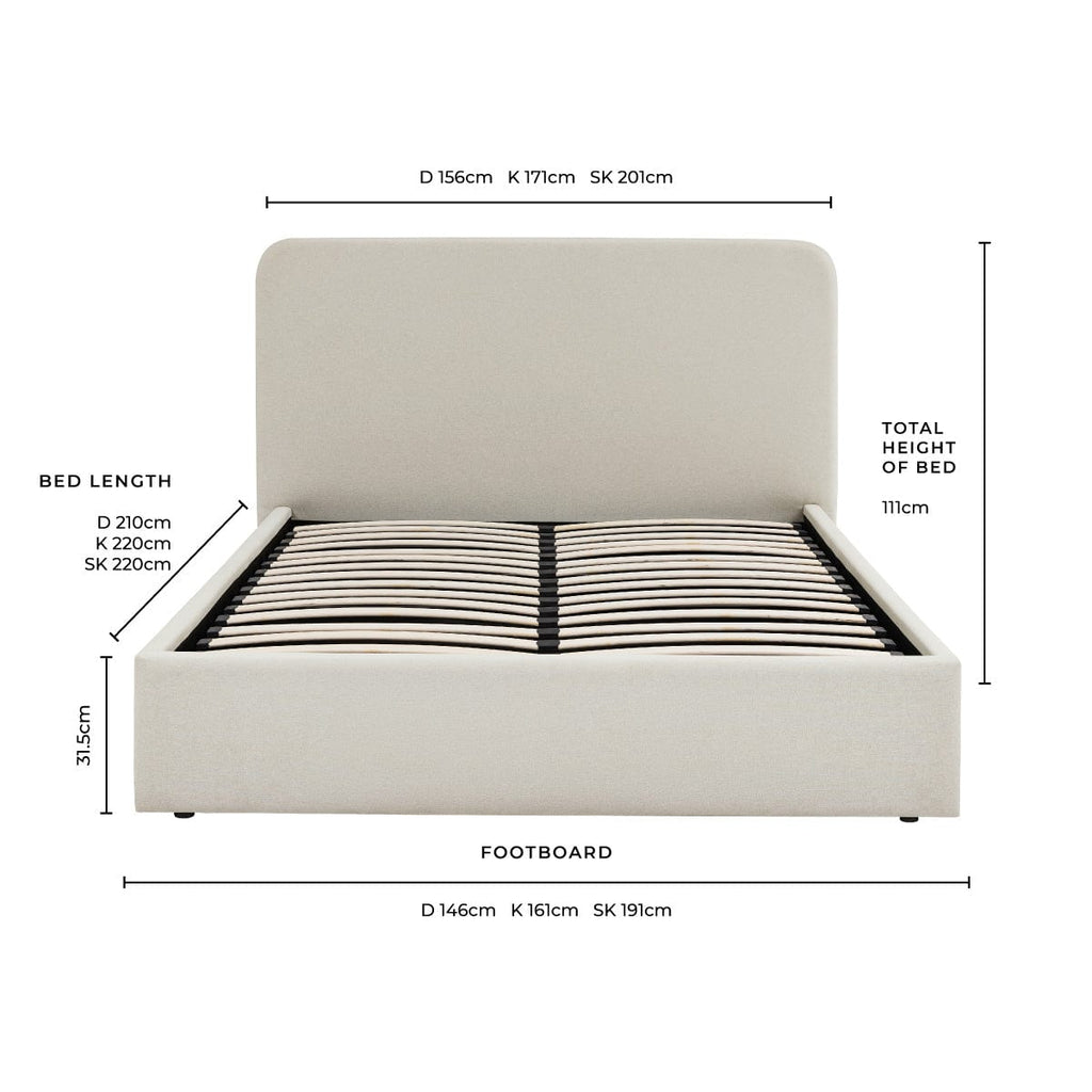 Ascot Ottoman Storage Bed - Natural