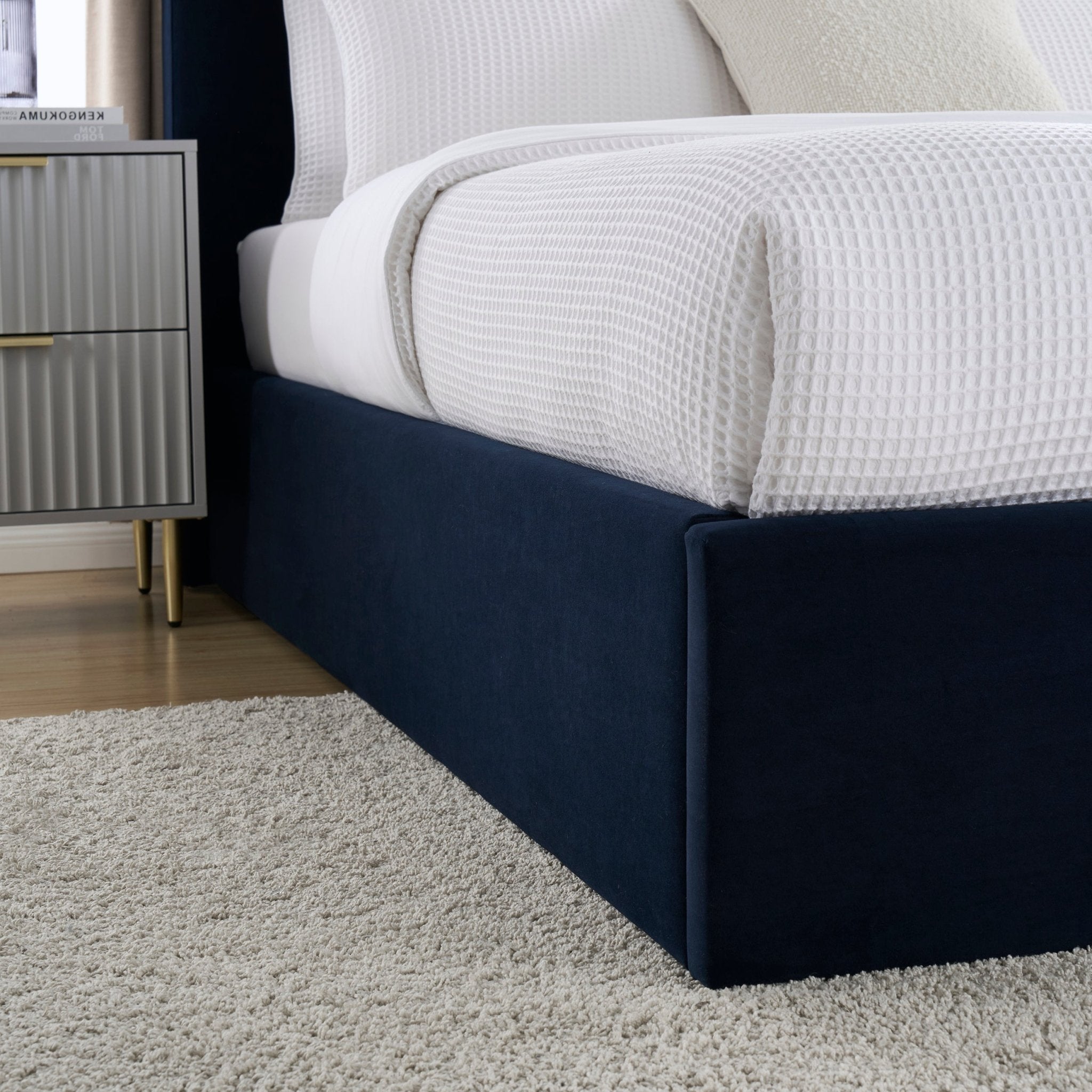 Ascot Ottoman Storage Bed - Navy