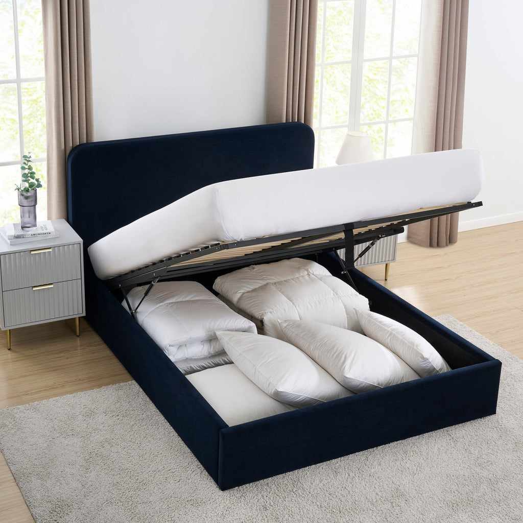 Ascot Ottoman Storage Bed - Navy