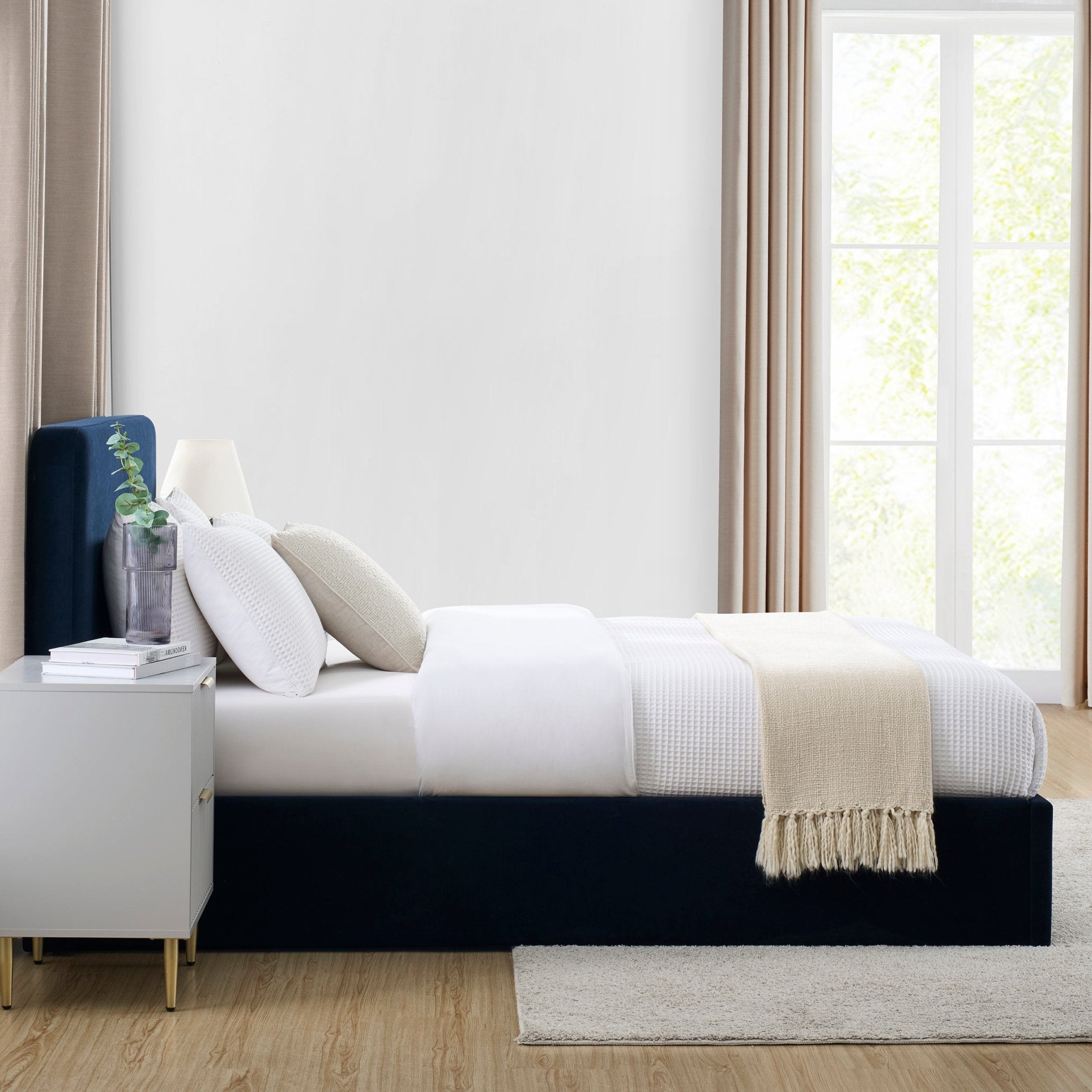 Ascot Ottoman Storage Bed - Navy