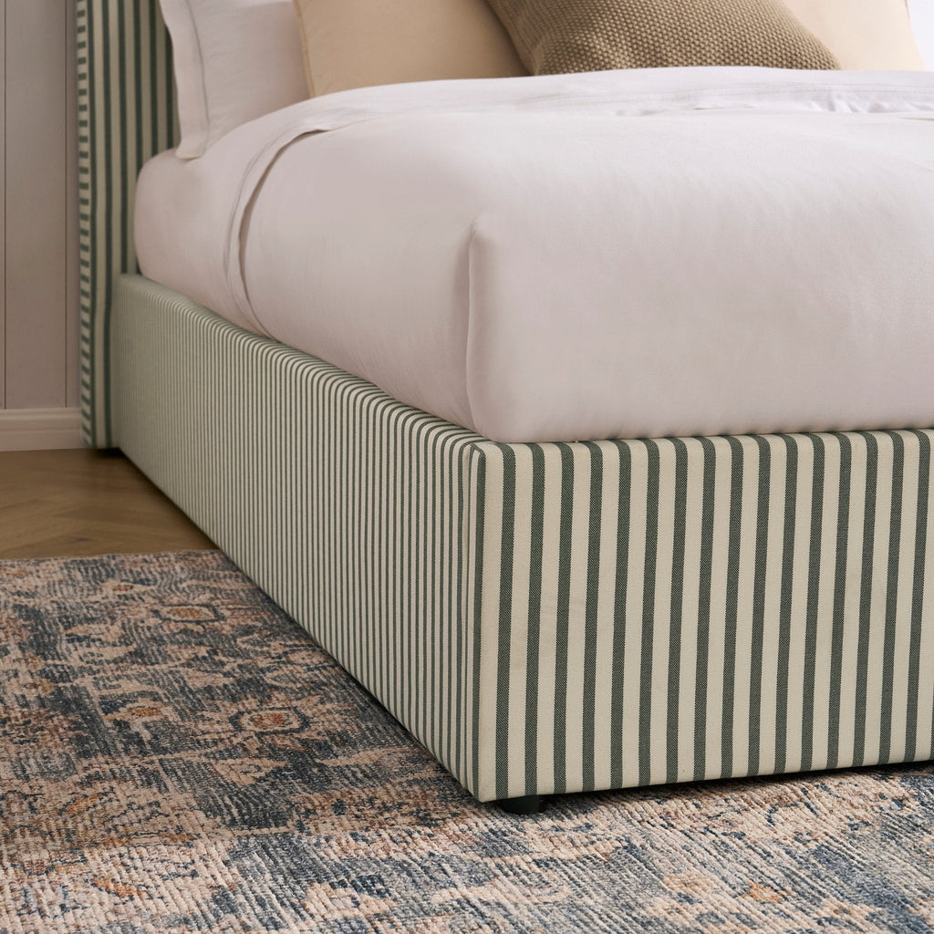 Ascot Ottoman Storage Bed - Sage Stripe