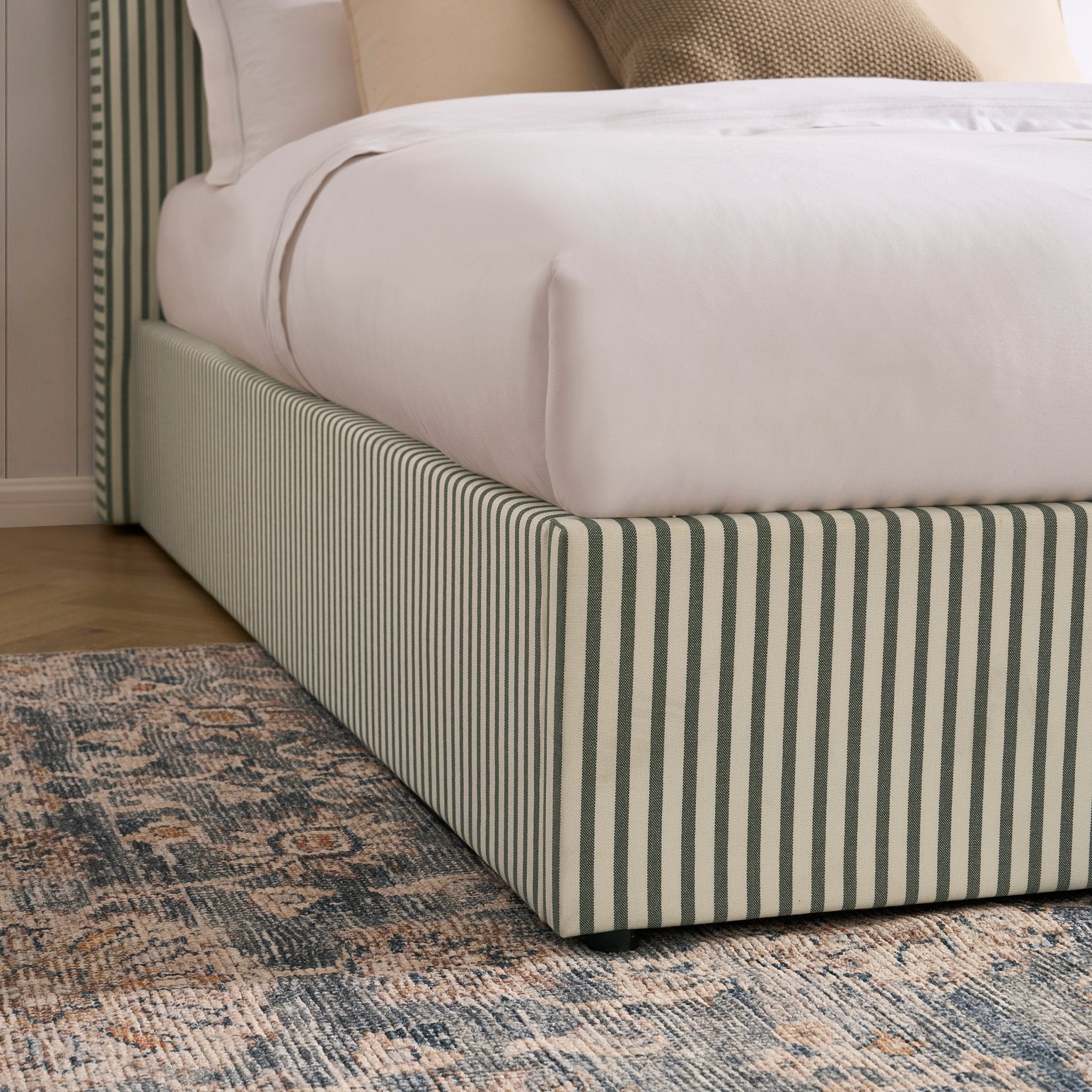 Ascot Ottoman Storage Bed - Sage Stripe