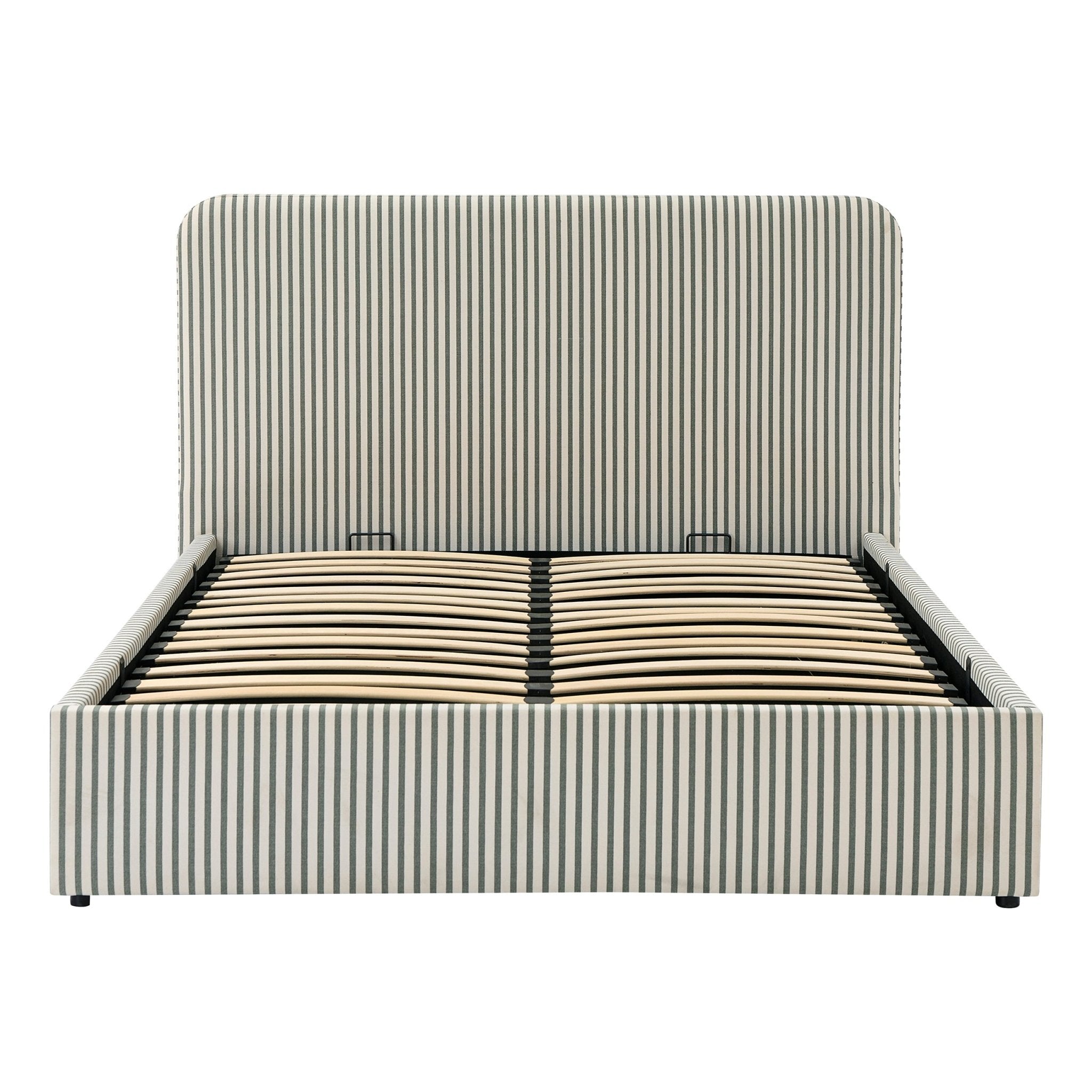 Ascot Ottoman Storage Bed - Sage Stripe