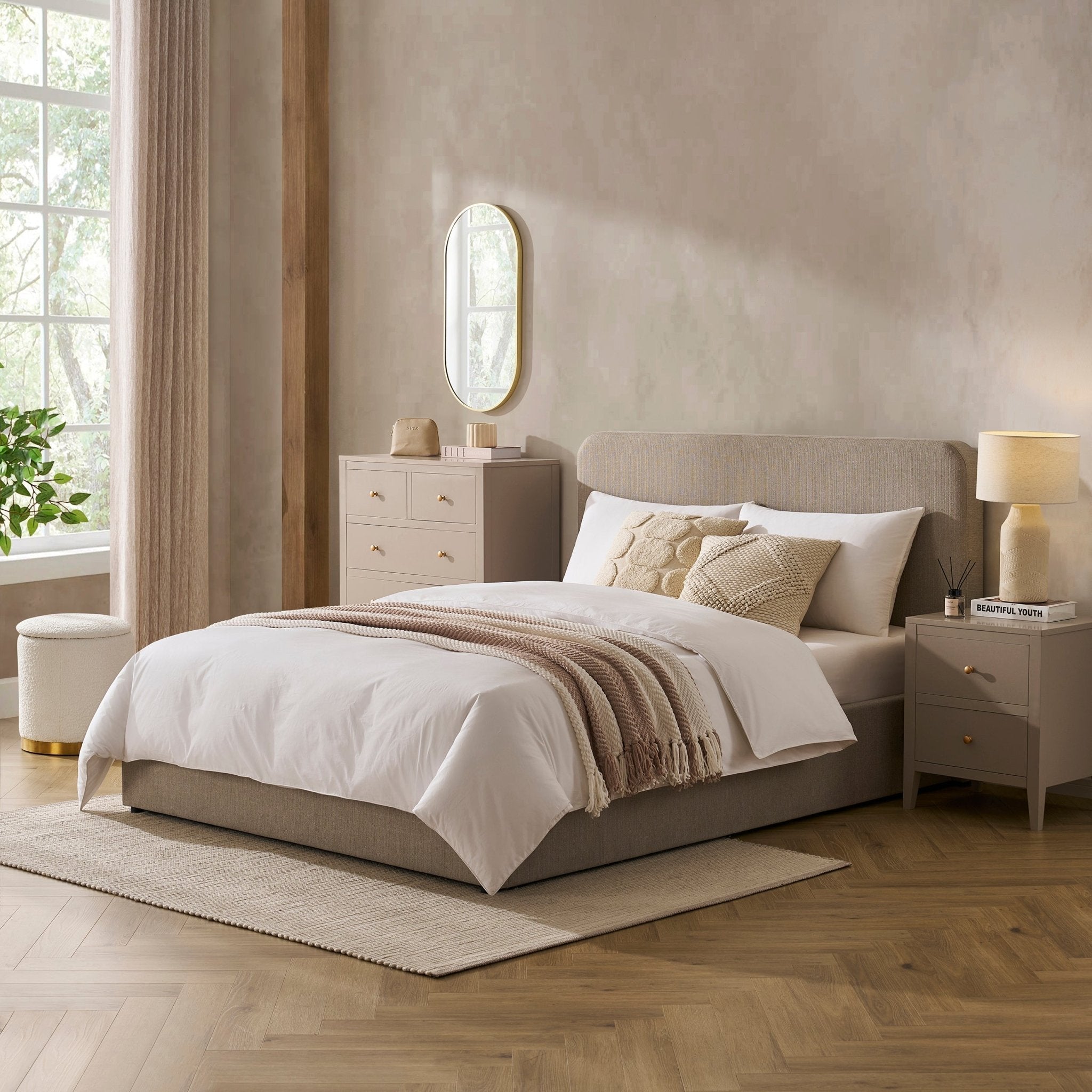 Ascot Ottoman Storage Bed - Stone Grey