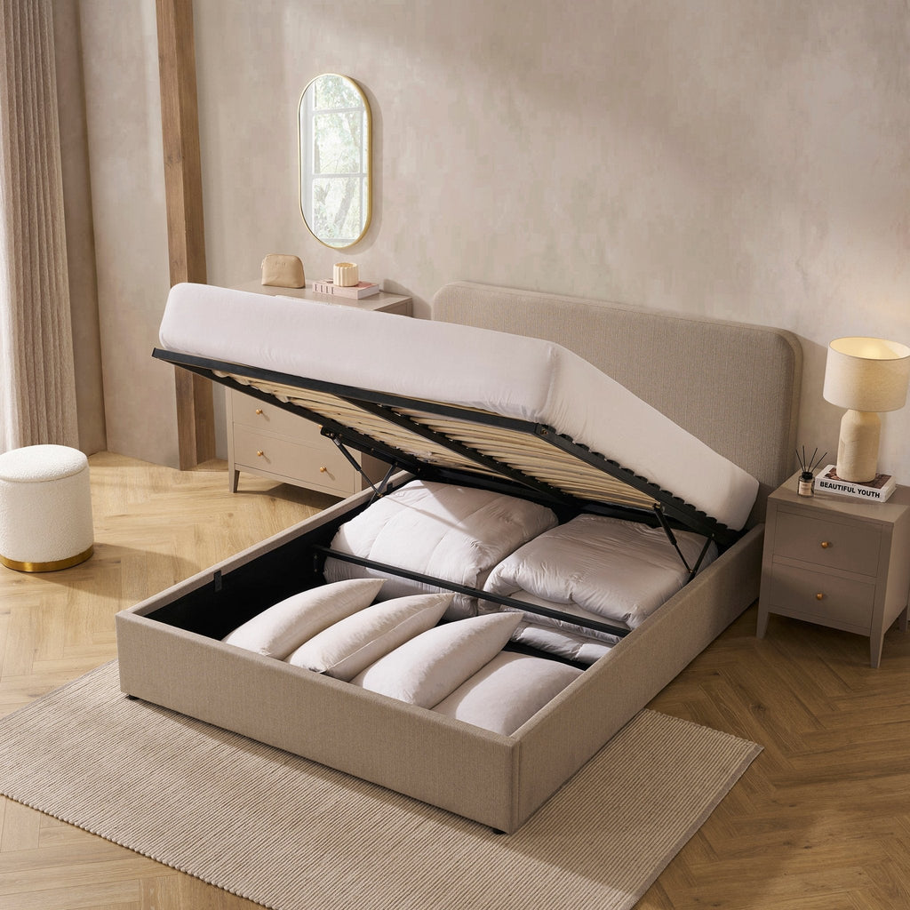 Ascot Ottoman Storage Bed - Stone Grey