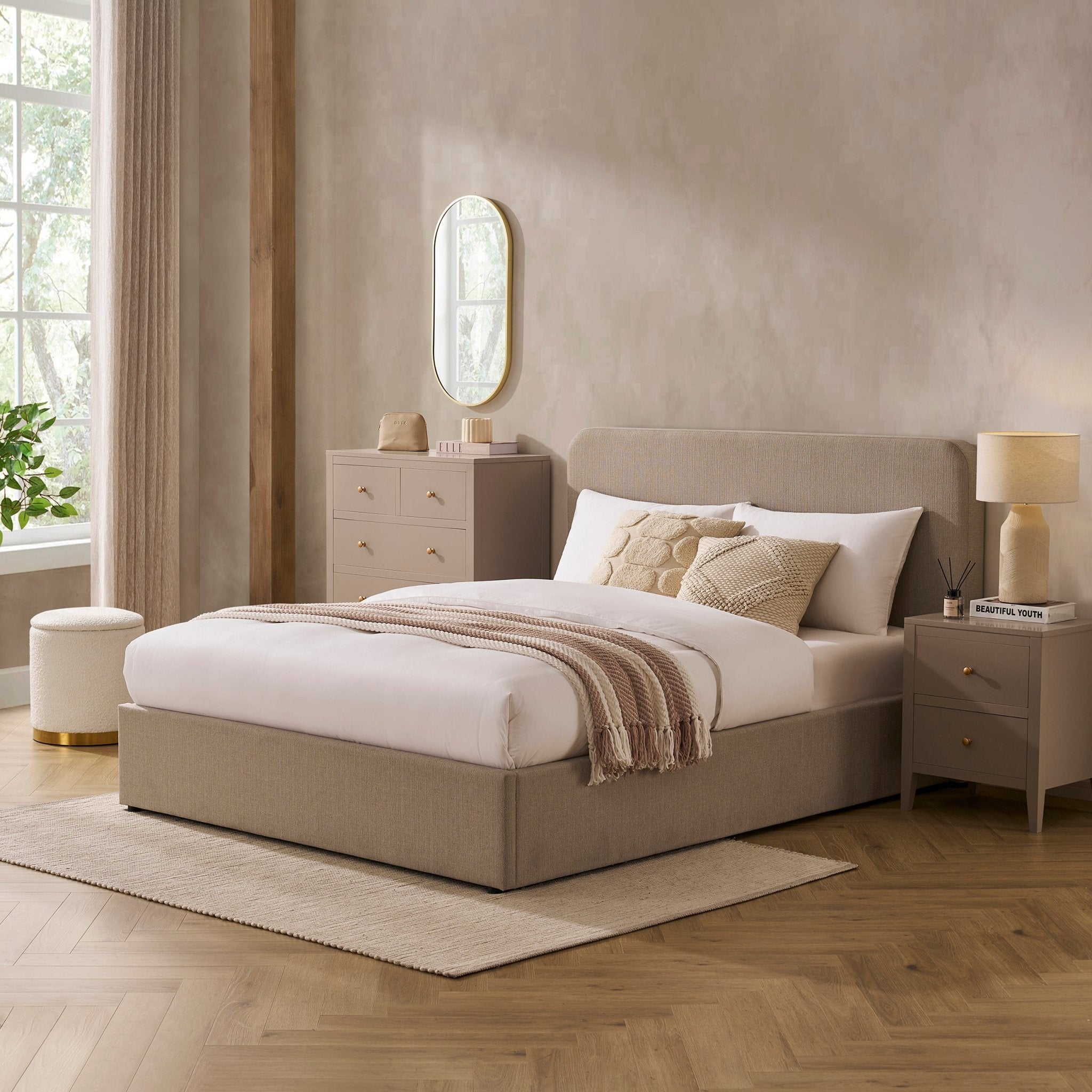 Ascot Ottoman Storage Bed - Stone Grey
