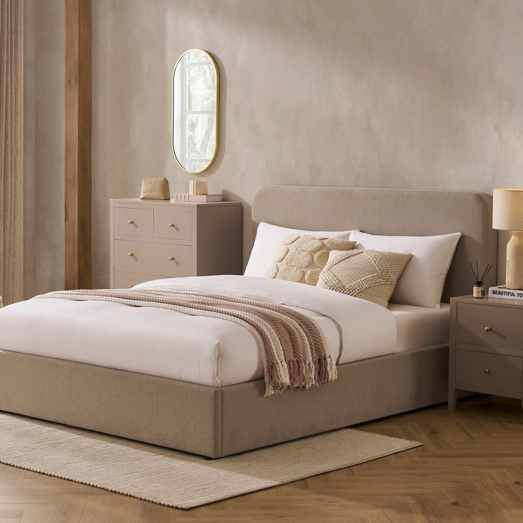 Ascot Ottoman Storage Bed - Stone Grey