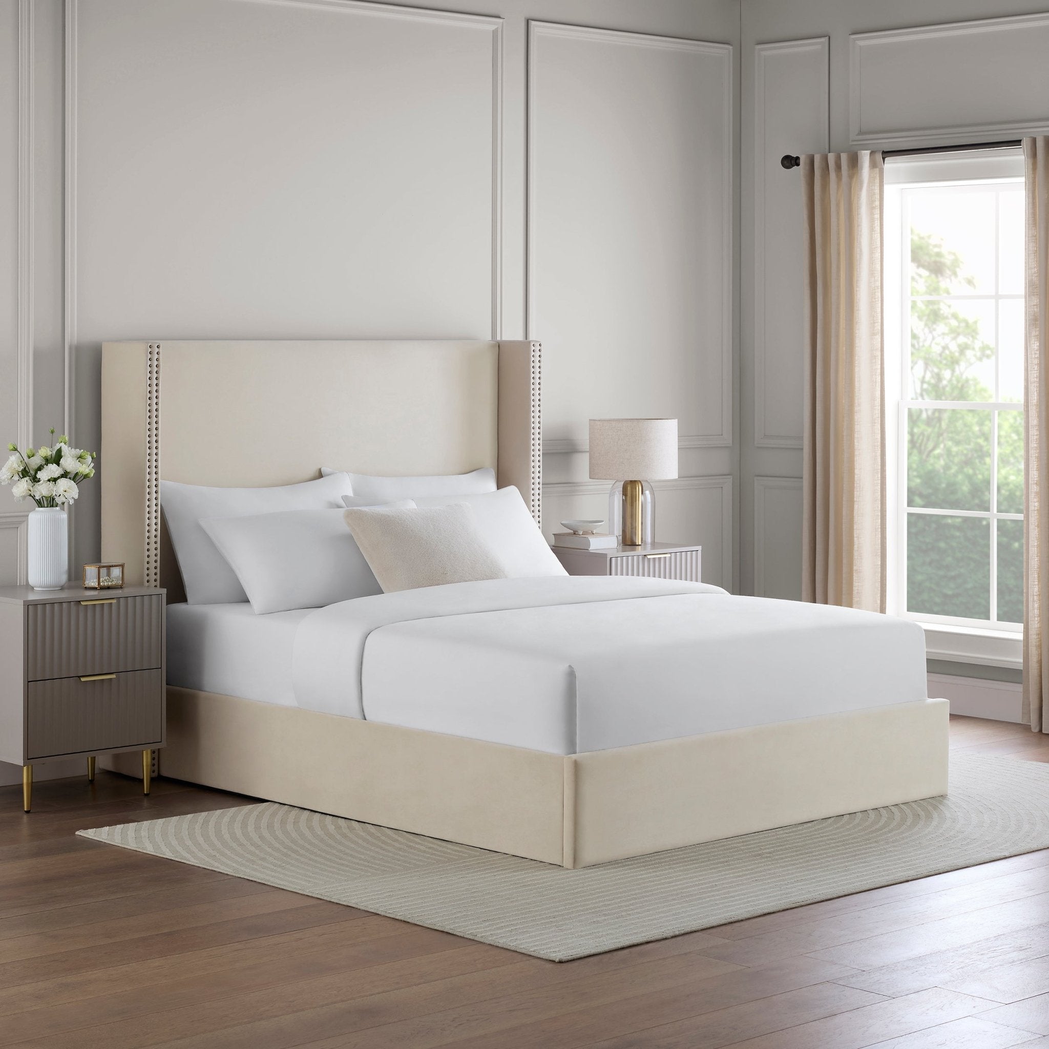 Austin Studded Ottoman Bed - Ecru