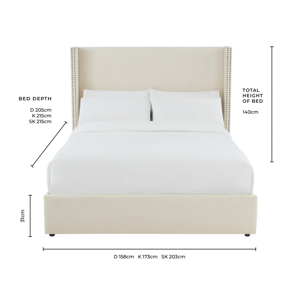 Austin Studded Ottoman Bed - Ecru
