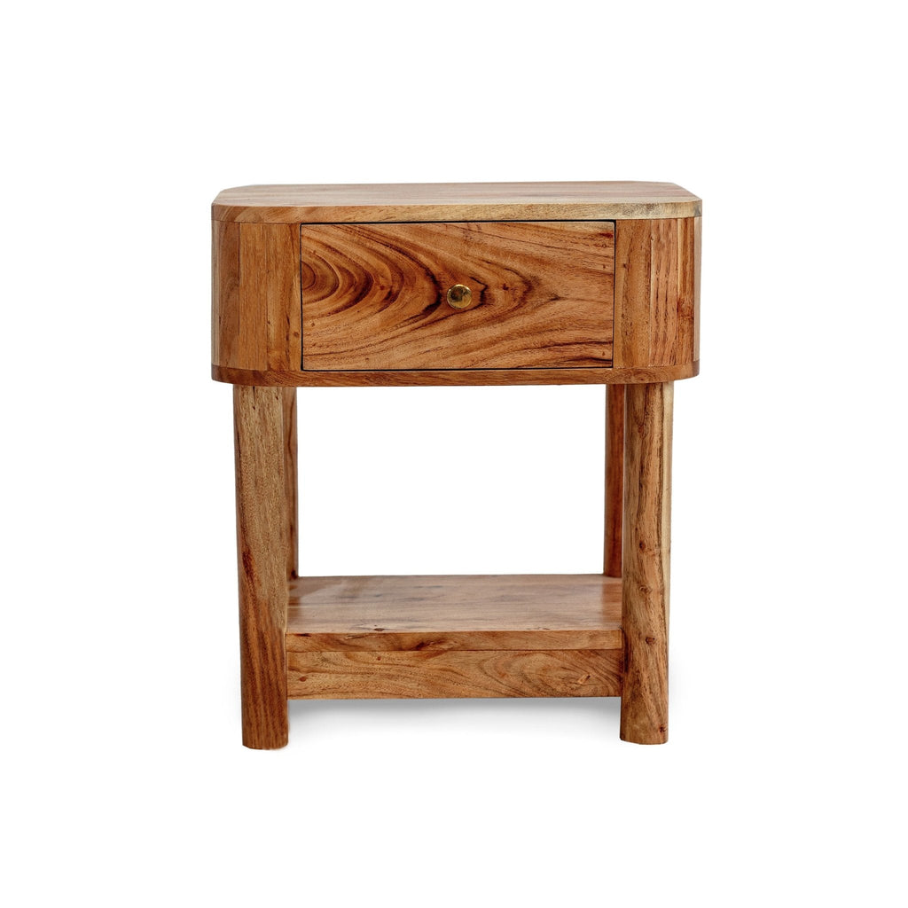 Avery Acacia Wood 1 Drawer Nightstand - Natural